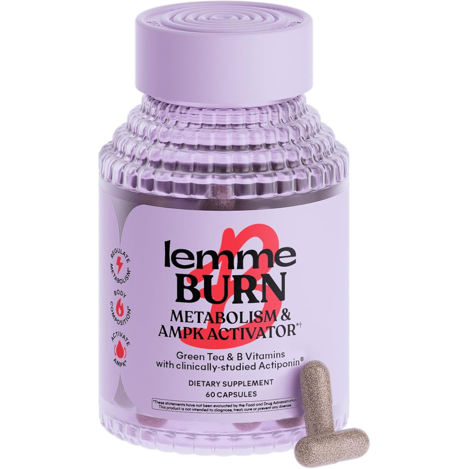 Burn - Metabolism, Belly Fat Burning + AMPK Activating Supplement for Men & Women W/Clinically Studied Actiponin Gynostemma, Green Tea Extract, Vitamins B6 & B12 - Gluten Free, 60 Count