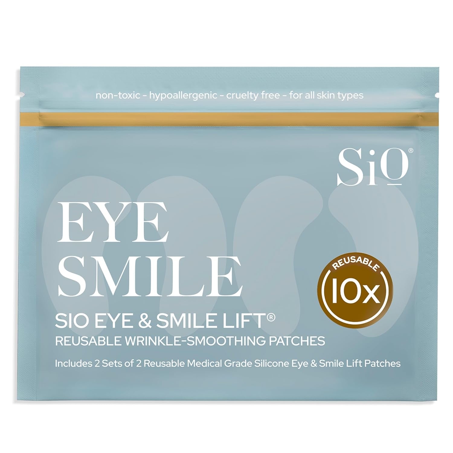 Sio Beauty Eye & Smile Lift - Wrinkle-Smoothing, Medical-Grade Silicone Patches for Crows Feet and Smile Lines - Reusable up to 10X - Cruelty-Free & Eco-Friendly Beauty Patches - 2 Sets (4 Patches)