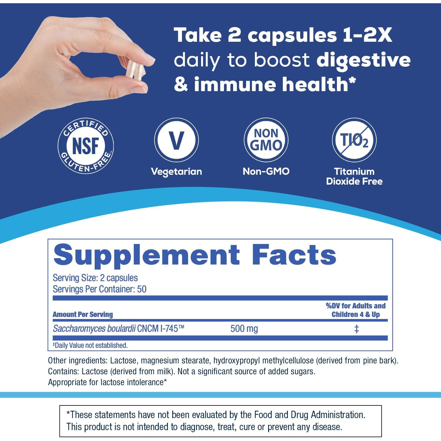 Florastor Probiotics for Digestive and Immune Health, 100 Capsules, Probiotics for Women & Men, Helps Flush Out Bad Bacteria, Boosts the Good with Our Unique Strain Saccharomyces Boulardii