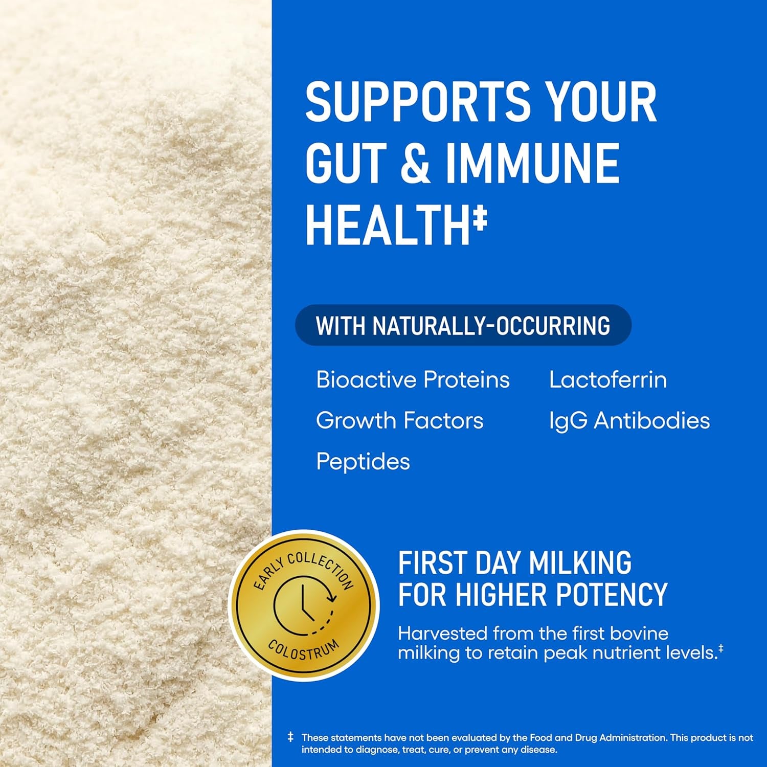 Physician's Choice Colostrum Gold Powder – First-Day Milking | Gut Health & Immune Support | IgG Antibodies & Bioactive Nutrients | Whole & Unstripped | Made in USA | 60 Servings