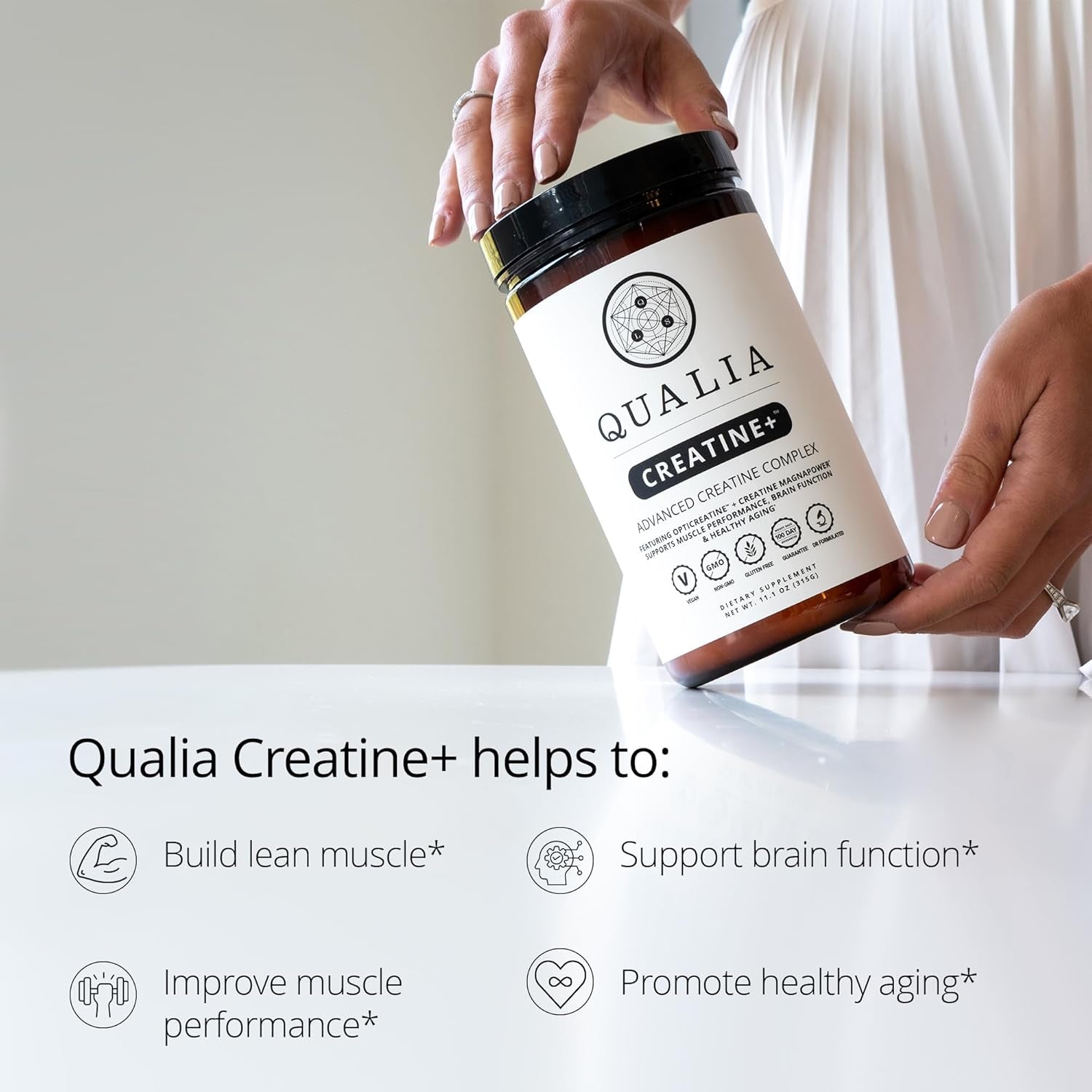 Qualia Creatine | Advanced Creatine Complex | 2 Sources + Magnesium | Optimized Absorption | Muscle Performance, Brain Function, & Healthy Aging