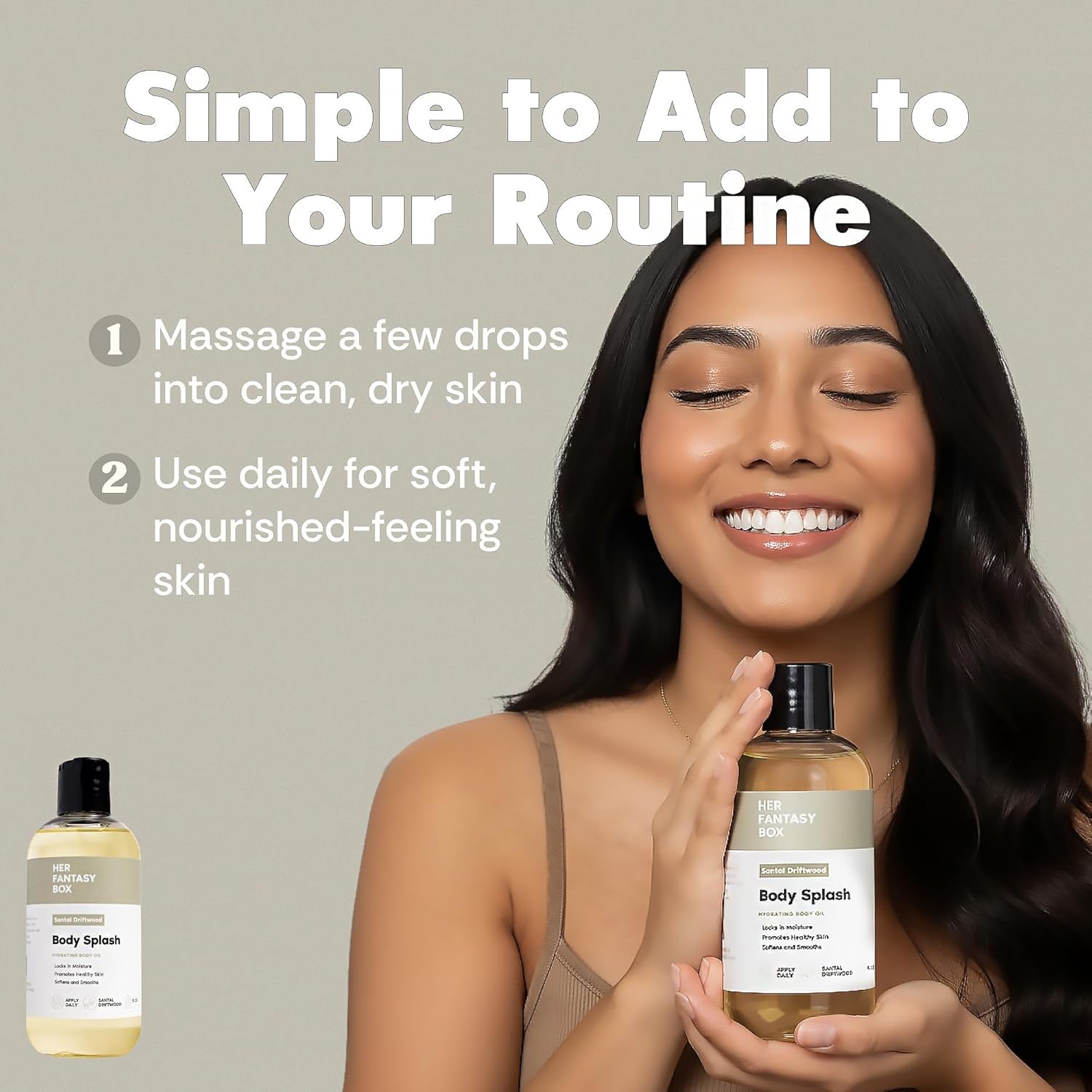 Her Fantasy Box Body Splash – Santal Driftwood | Lightweight Fragrant Body Mist | Natural Feminine Wellness Brand - 240ml