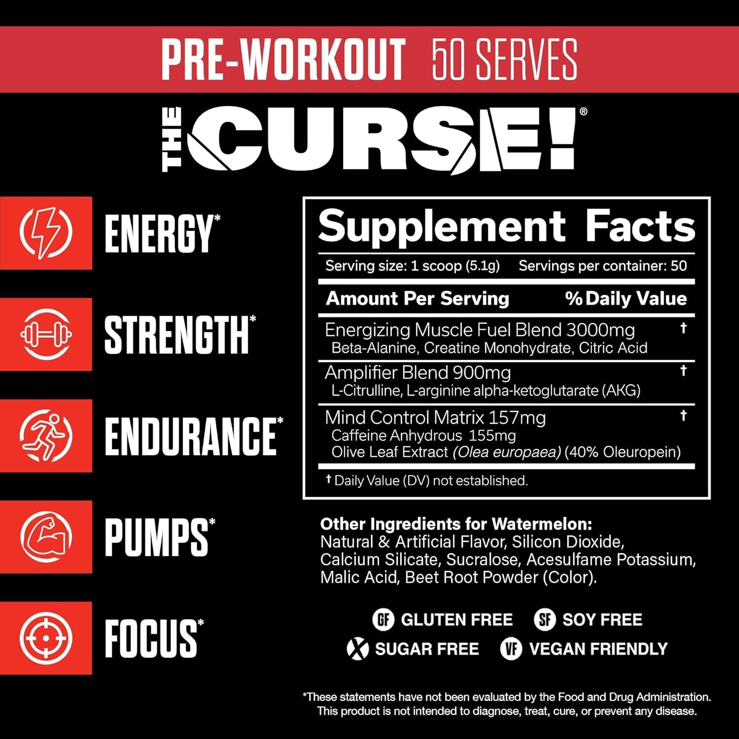 JNX SPORTS The Curse! Pre-Workout Powder (Watermelon) – 250g | Explosive Energy, Focus & Muscle Pumps