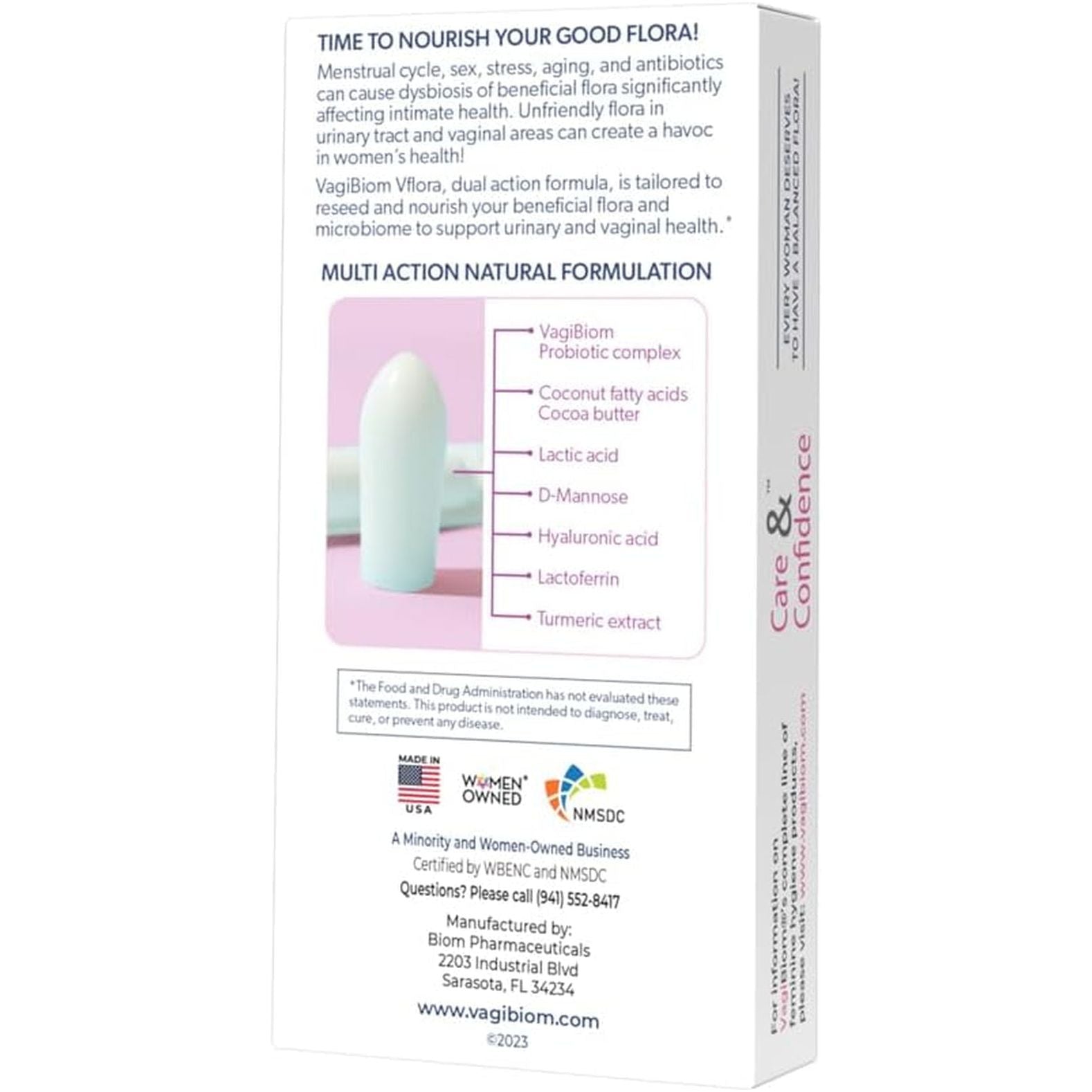 VagiBiom VFlora Dual Action Ultra Potent Vaginal + Urinary Support Probiotic Suppositories – 10 Suppositories