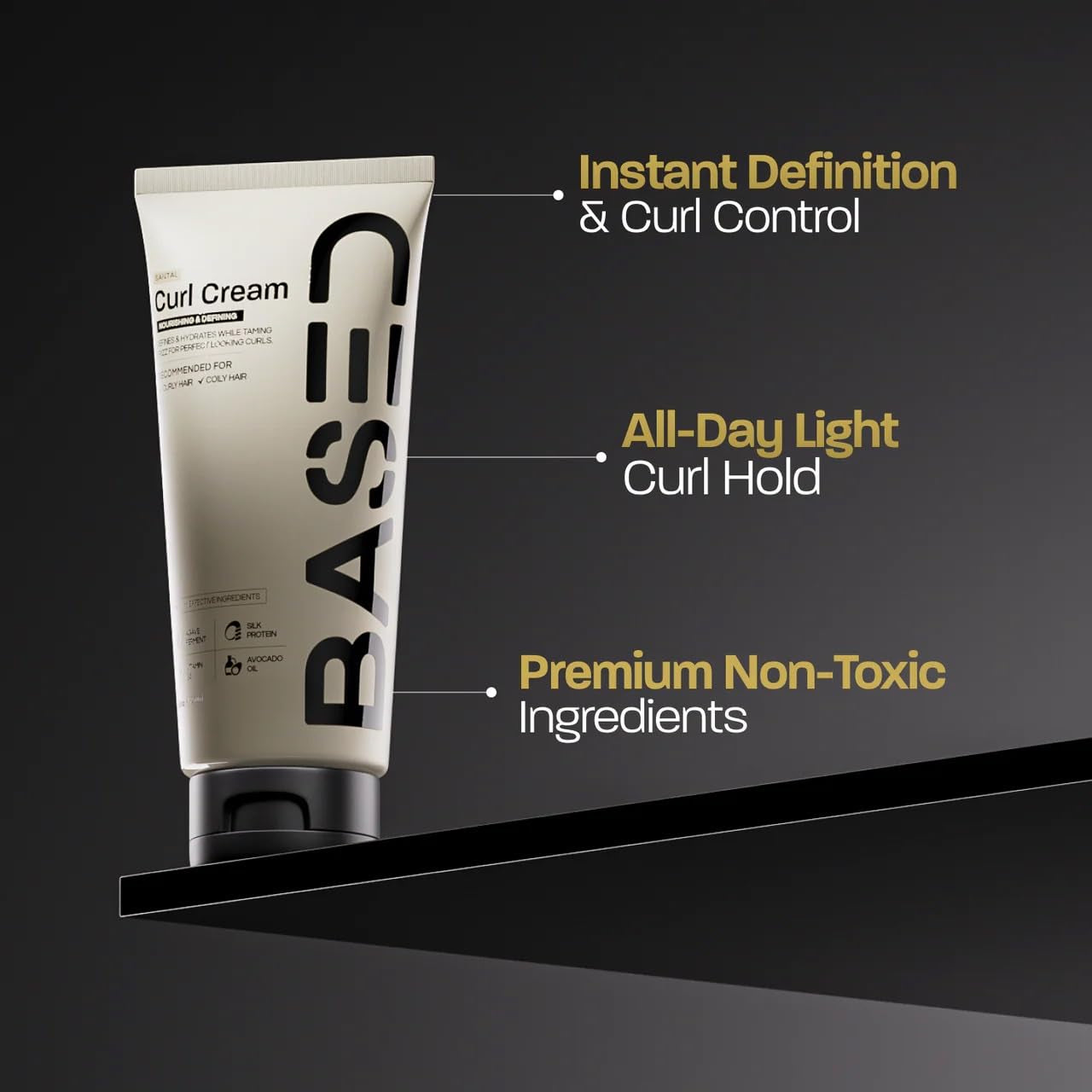 BASED Curl Defining Cream for Men – 241g | Agave, Silk Protein & Castor Oil | Medium Hold | Hydrating & Nourishing | No Harsh Chemicals