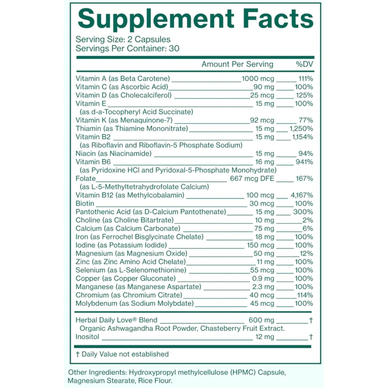Love Wellness Daily Love Women's Multivitamin – Vitamin D, C, Iron, Biotin & Magnesium for Energy, Immune Health & PMS Support | 30-Day Supply