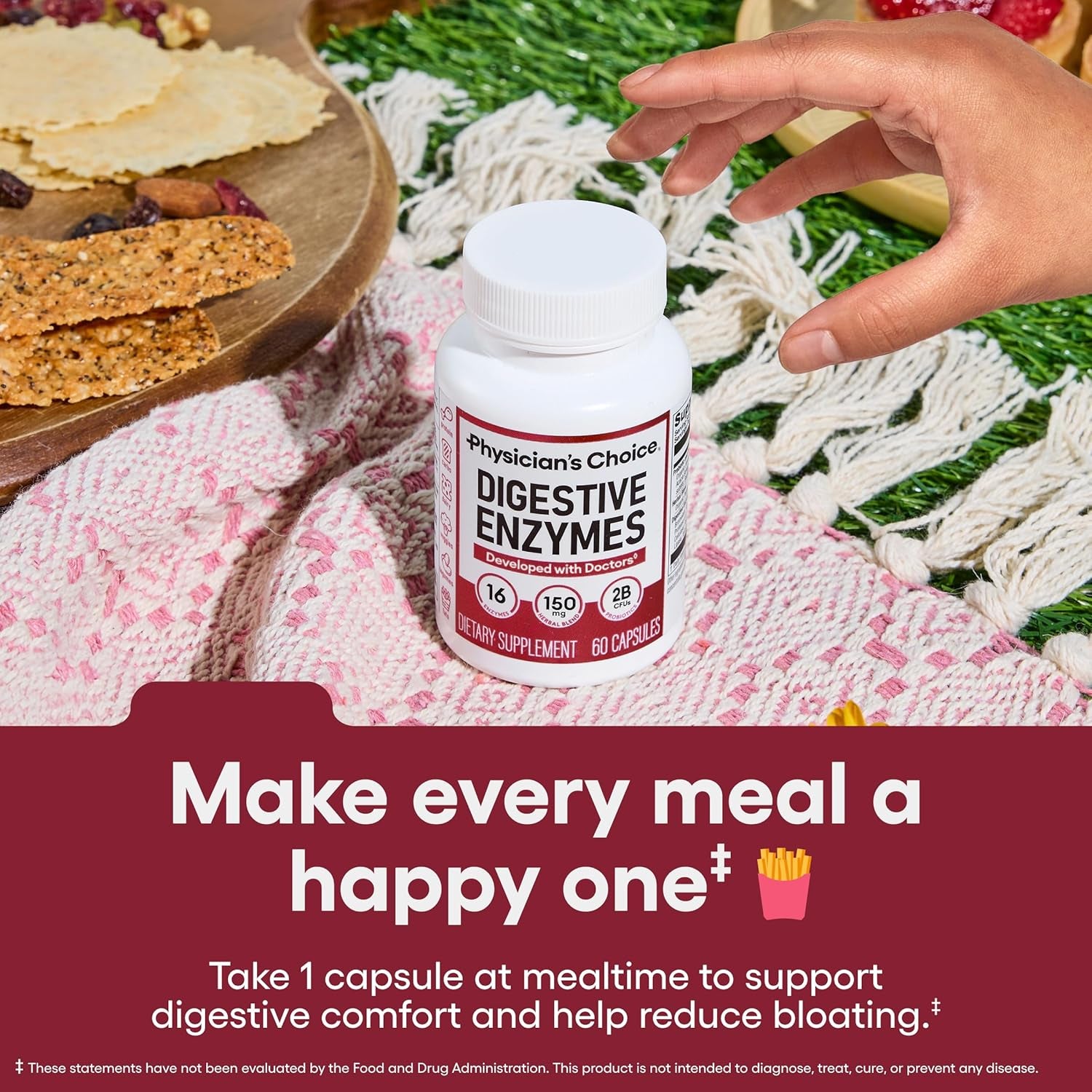 Physician's Choice Digestive Enzymes – 16-Enzyme Formula with Prebiotics & Probiotics for Bloating Relief & Gut Health | 60 Capsules