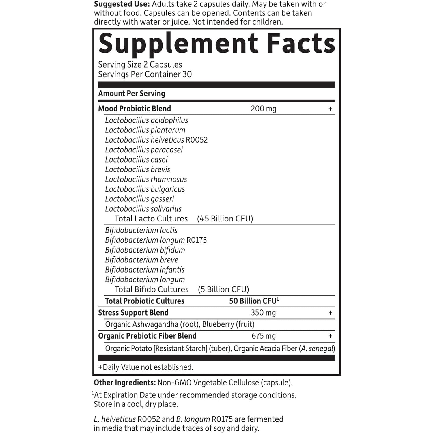 Garden of Life Dr. Formulated Probiotics Mood+ – 60 Capsules | Gut & Brain Health, Stress Support