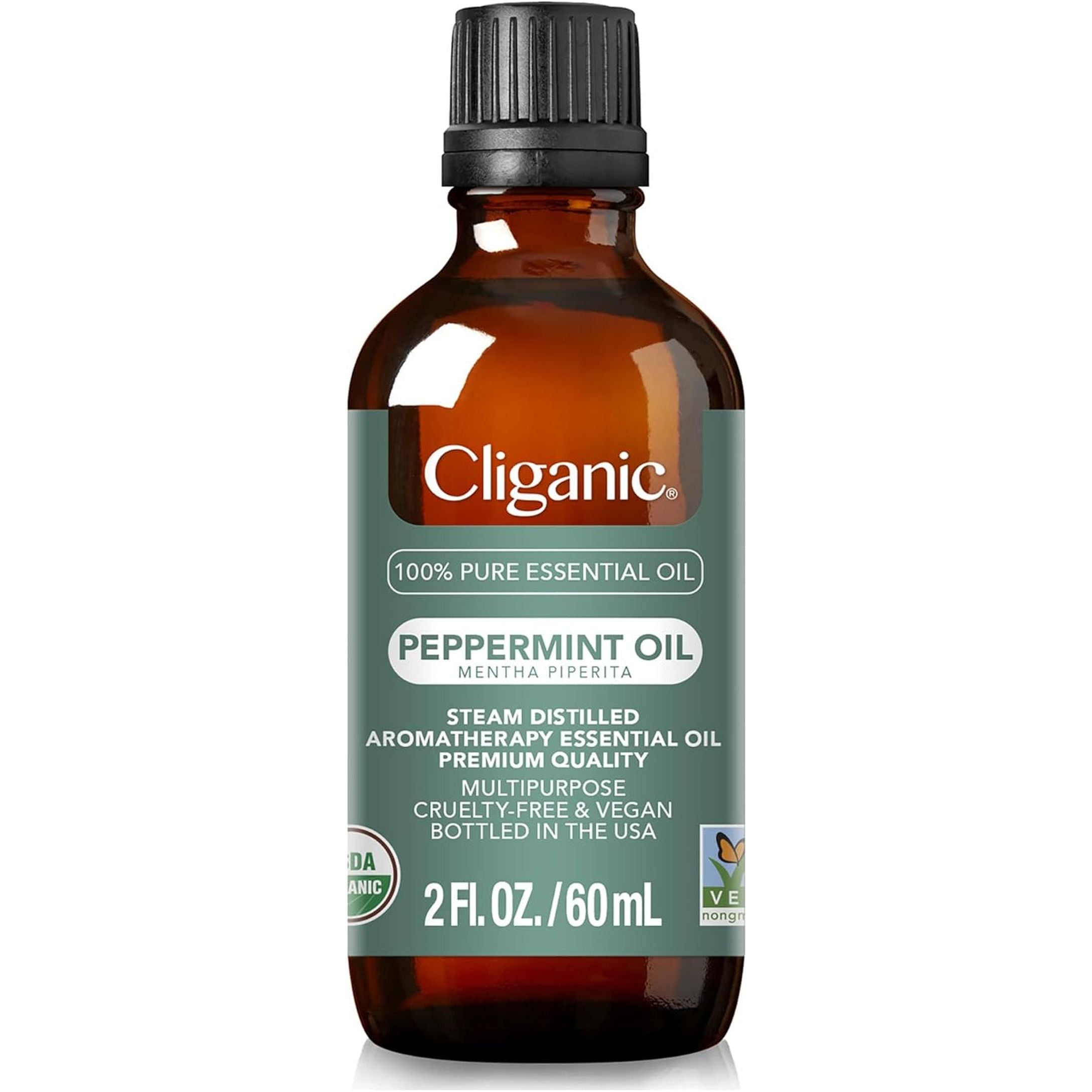 Cliganic Organic Peppermint Essential Oil – 60ml | 100% Pure, USDA Certified for Aromatherapy & DIY Use