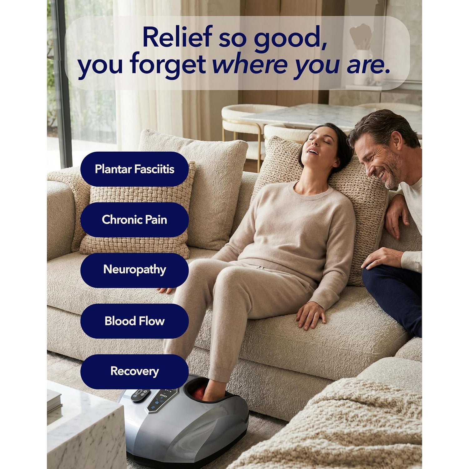 MIKO Foot Massager Machine - Deep Kneading, Shiatsu, Air Compression, and Heat Therapy - Plantar Fasciitis, Diabetics, Neuropathy, Fits up to Men Size 12