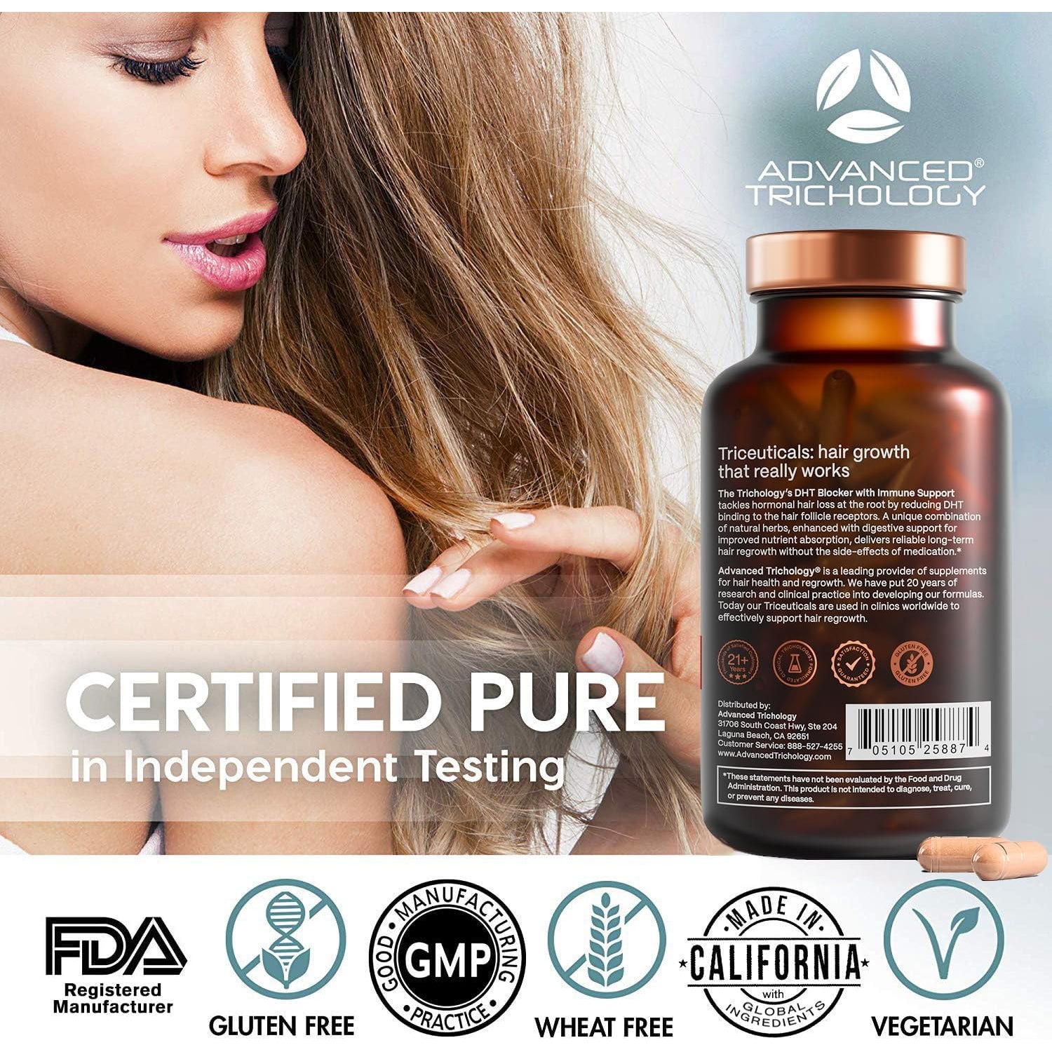 Advanced Trichology DHT Blocker Hair Supplement – Clinically Formulated for Genetic Hair Thinning in Men & Women
