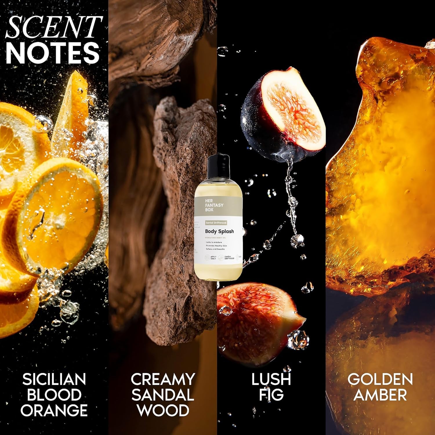 Her Fantasy Box Body Splash – Santal Driftwood | Lightweight Fragrant Body Mist | Natural Feminine Wellness Brand - 240ml