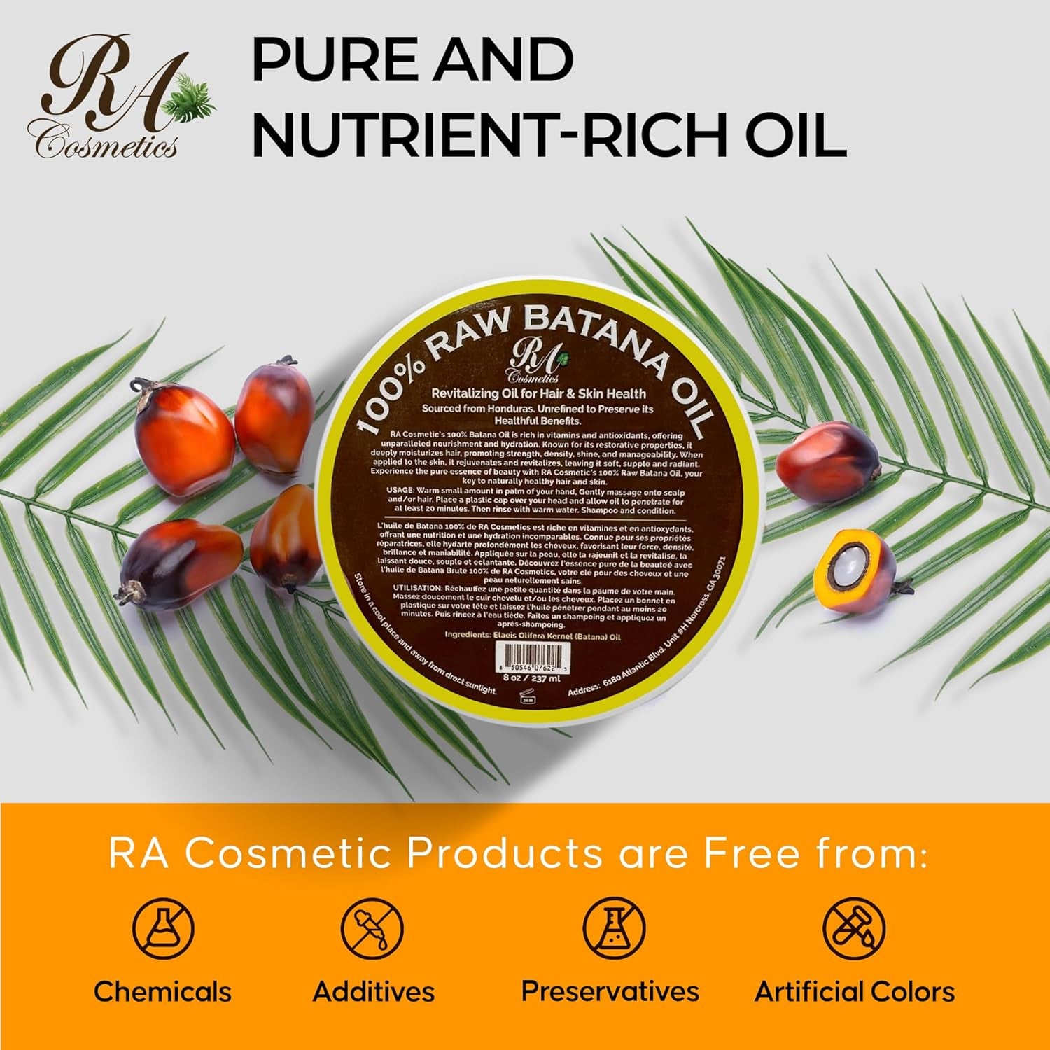 RA COSMETICS 100% Natural Unrefined Batana Hair Oil - 240ml