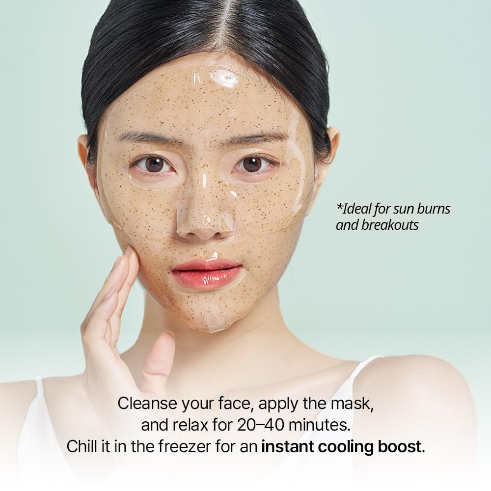 NDP Collagen Cica Cooling Hydrogel Face Mask, Soothing Ice Mask for Depuffing, Puffiness, Sunburn, after Sun & Microneedling, Vegan Collagen & Centella, Korean Skincare (4 Sheets)