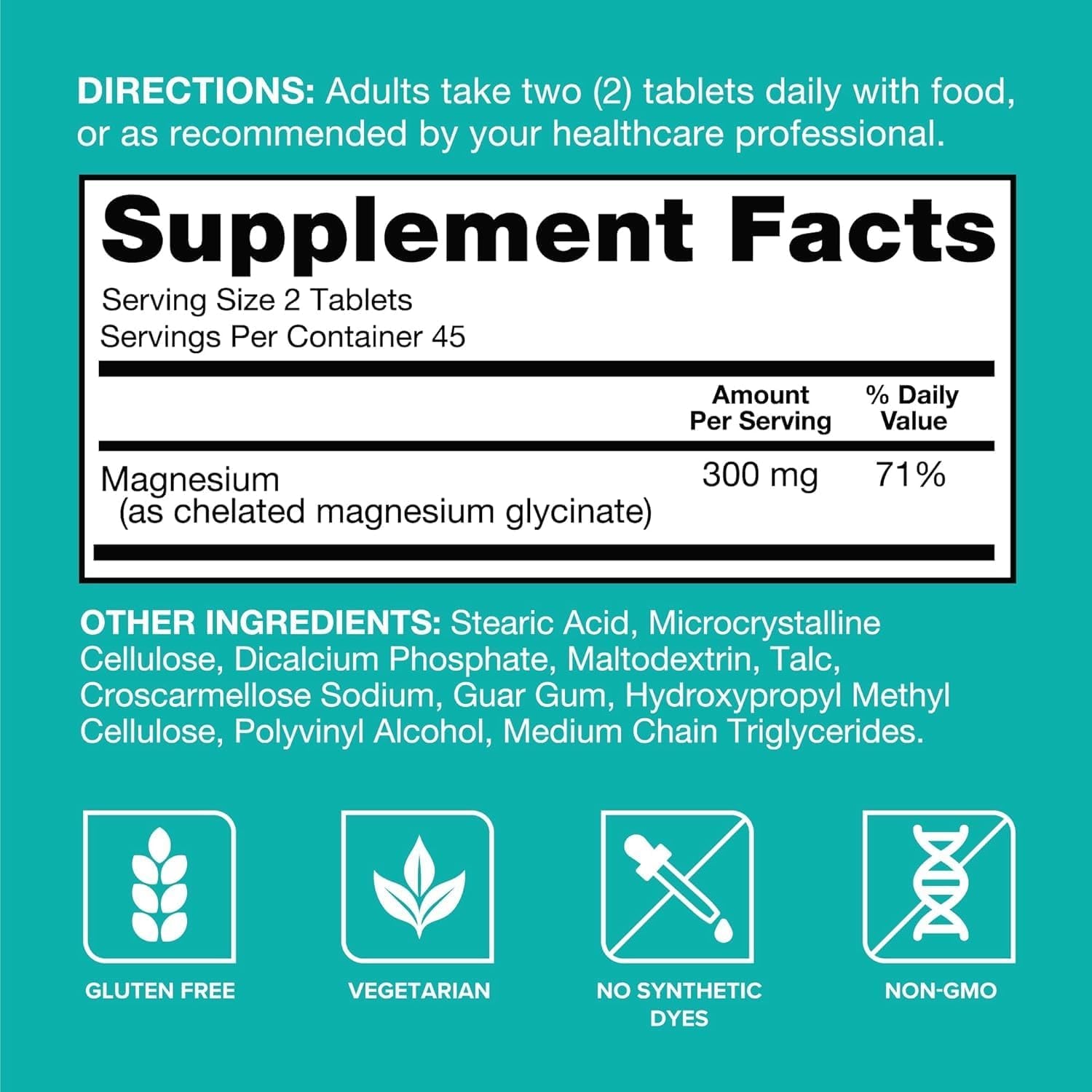 Qunol Magnesium Glycinate 300Mg, 100% Glycinate Chelated Magnesium Supplement, 90Ct Tablets