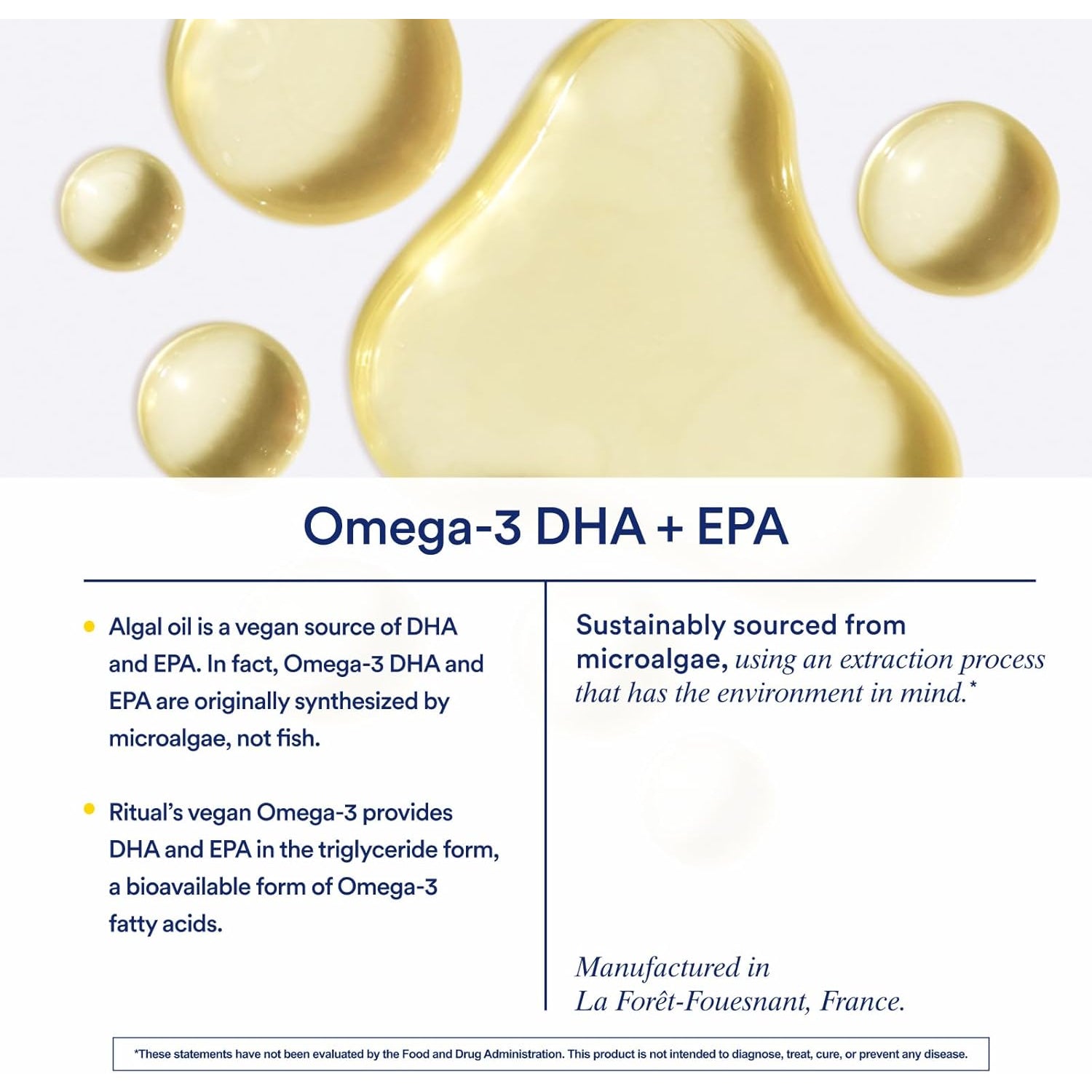Ritual Vegan Omega 3 Supplement - Science-Backed Dose of DHA and EPA - Bioavailable Omega-3 from Algae Oil - Brain, Heart, and Eye Health Support** - Citrus - 30 Capsules - 30 Servings