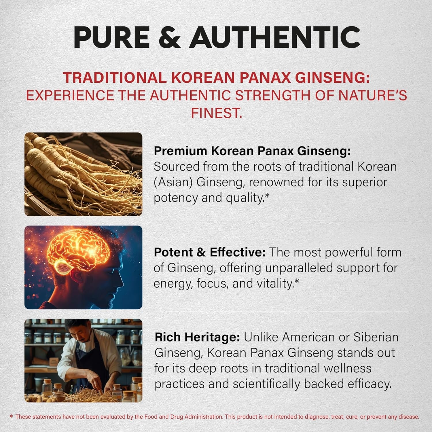 NUTRAHARMONY Panax Ginseng — 120 Capsules | High-Strength Extract for Energy, Focus & Performance | Vegan