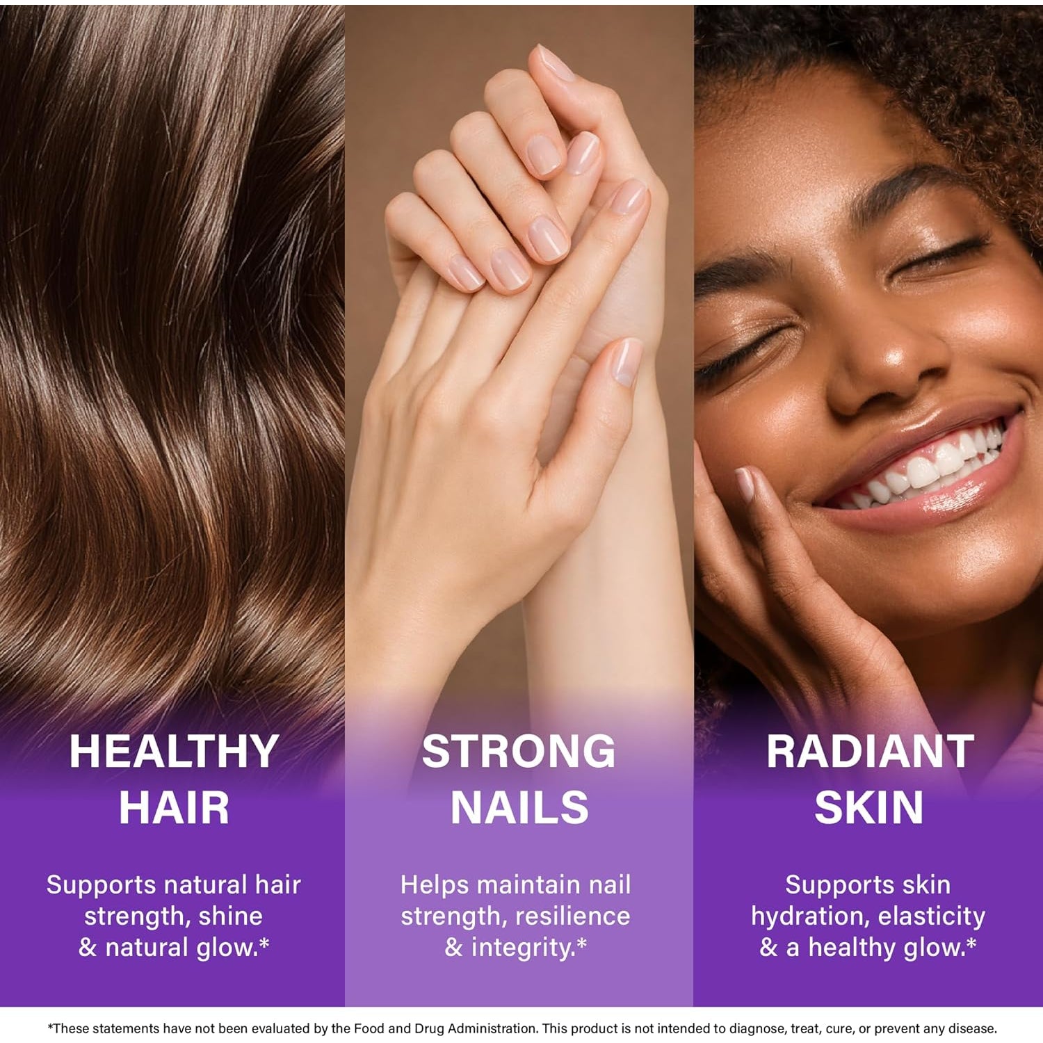 NutraHarmony Biotin, Collagen, Keratin & Hyaluronic Acid Complex – 120 Capsules | 25,000mcg | B Vitamins | Hair Growth, Skin & Nail Support