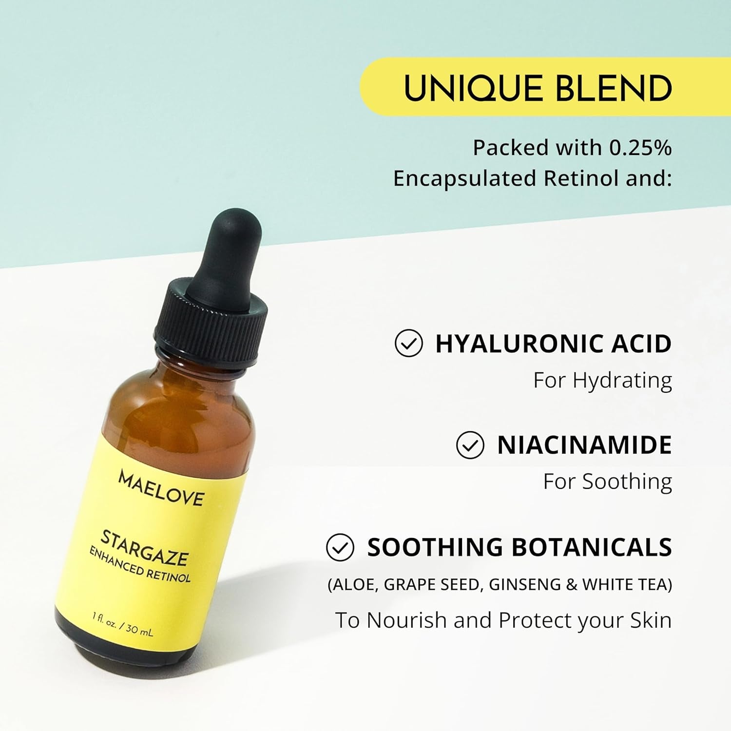 MAELOVE Stargaze Enhanced Retinol Serum – 30ml | Gentle Night Treatment for Wrinkles, Dark Spots & Acne-Prone Skin