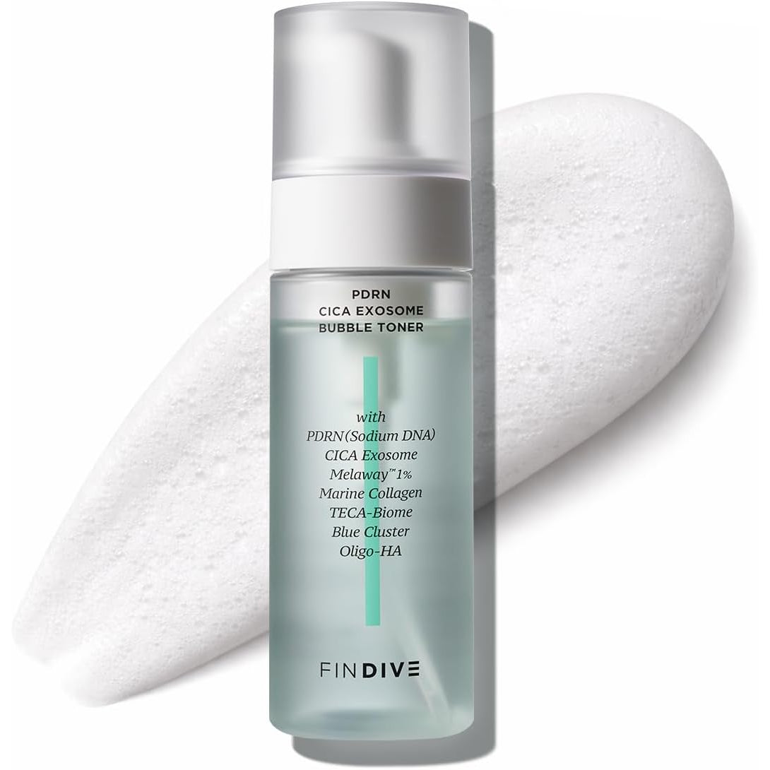 FINDIVE Official PDRN CICA Exosome Bubble Toner, PDRN (Sodium DNA) 1,000Ppm, CICA Exosome 1,000Ppm, Marin Collagen, Soothes, Regenerates Skin, Korean Skincare 5.07Fl.Oz