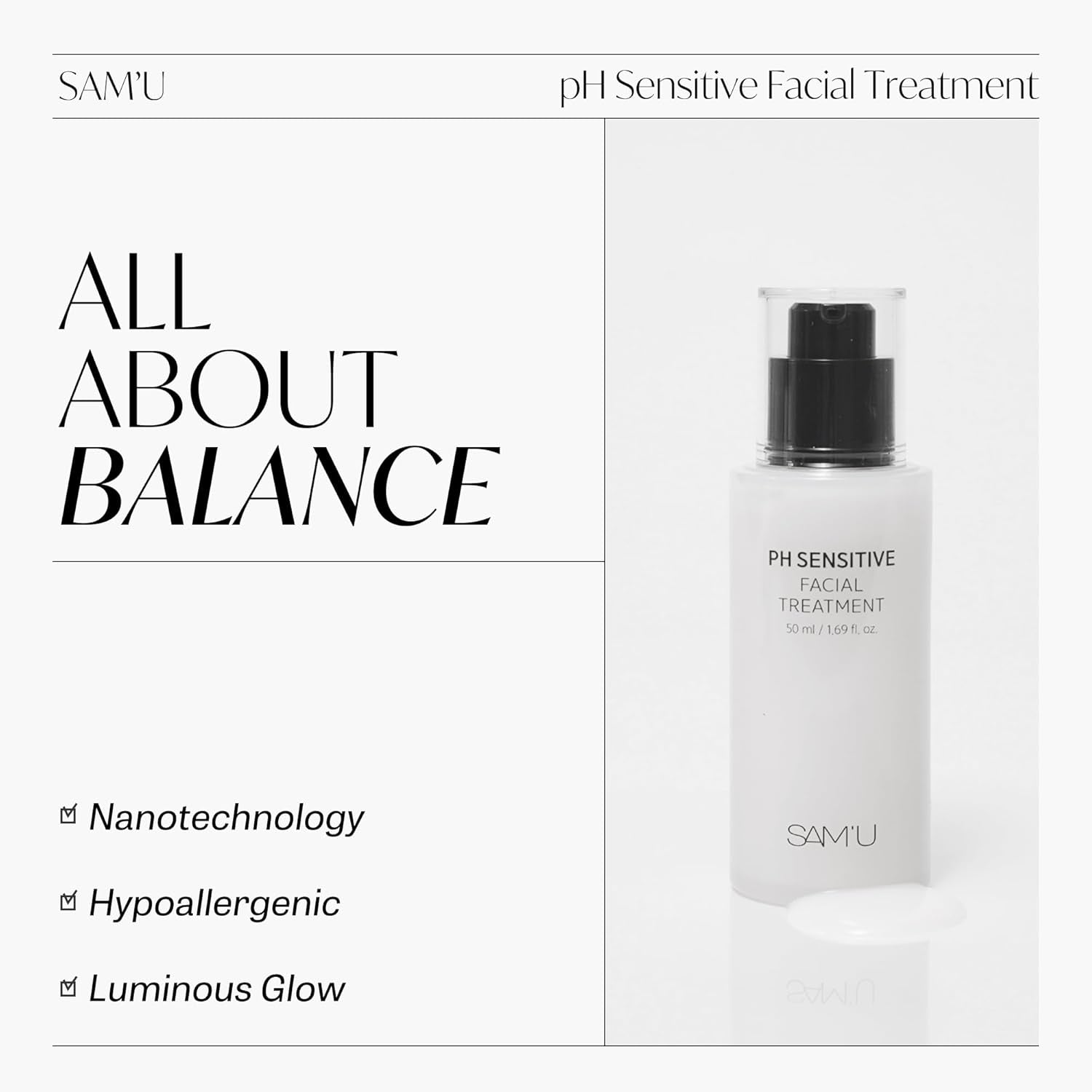 SAM'U pH Sensitive Facial Treatment – 50ml | Moisture-Sealing Barrier for Radiant, Balanced Skin