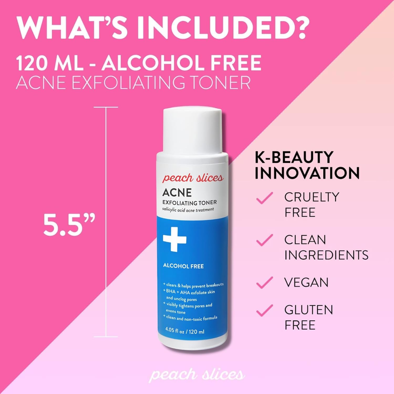 Peach Slices Acne Exfoliating Toner – 120ml | 2% Salicylic Acid for Clear, Balanced Skin