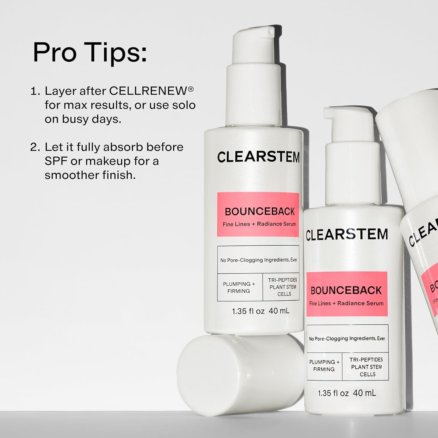 CLEARSTEM BOUNCEBACK Radiant Facial Serum - Peptide Serum for Hydration & Smooth-Looking Skin with Tri-Peptides and Mango Fruit Extracts - Lightweight Formula for Softer and Balanced-Looking Skin