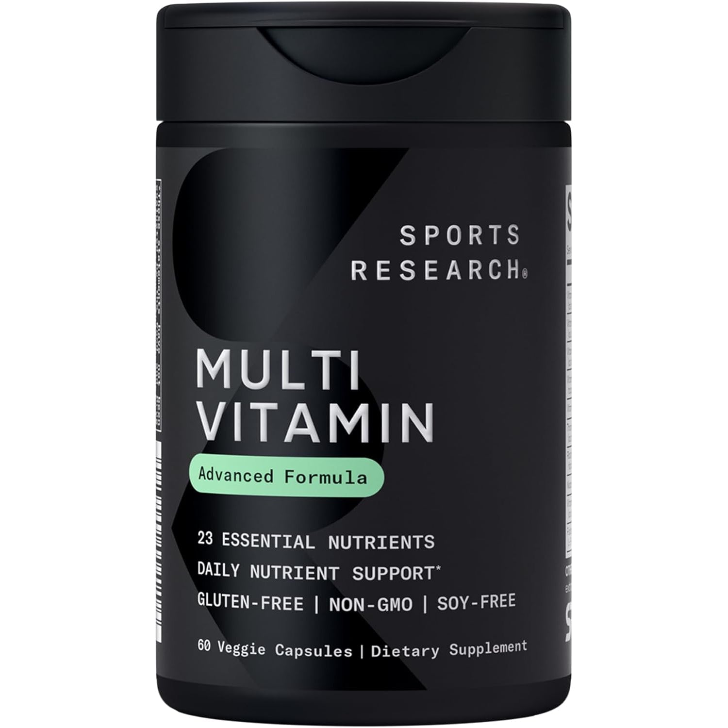 Sports Research® Multivitamin – Advanced Formula - 23 Essential Vitamins & Minerals with Coq10 & Iodine - Daily Nutrient Support*- Non-Gmo Tested & Gluten-Free -60 Veggie Capsules