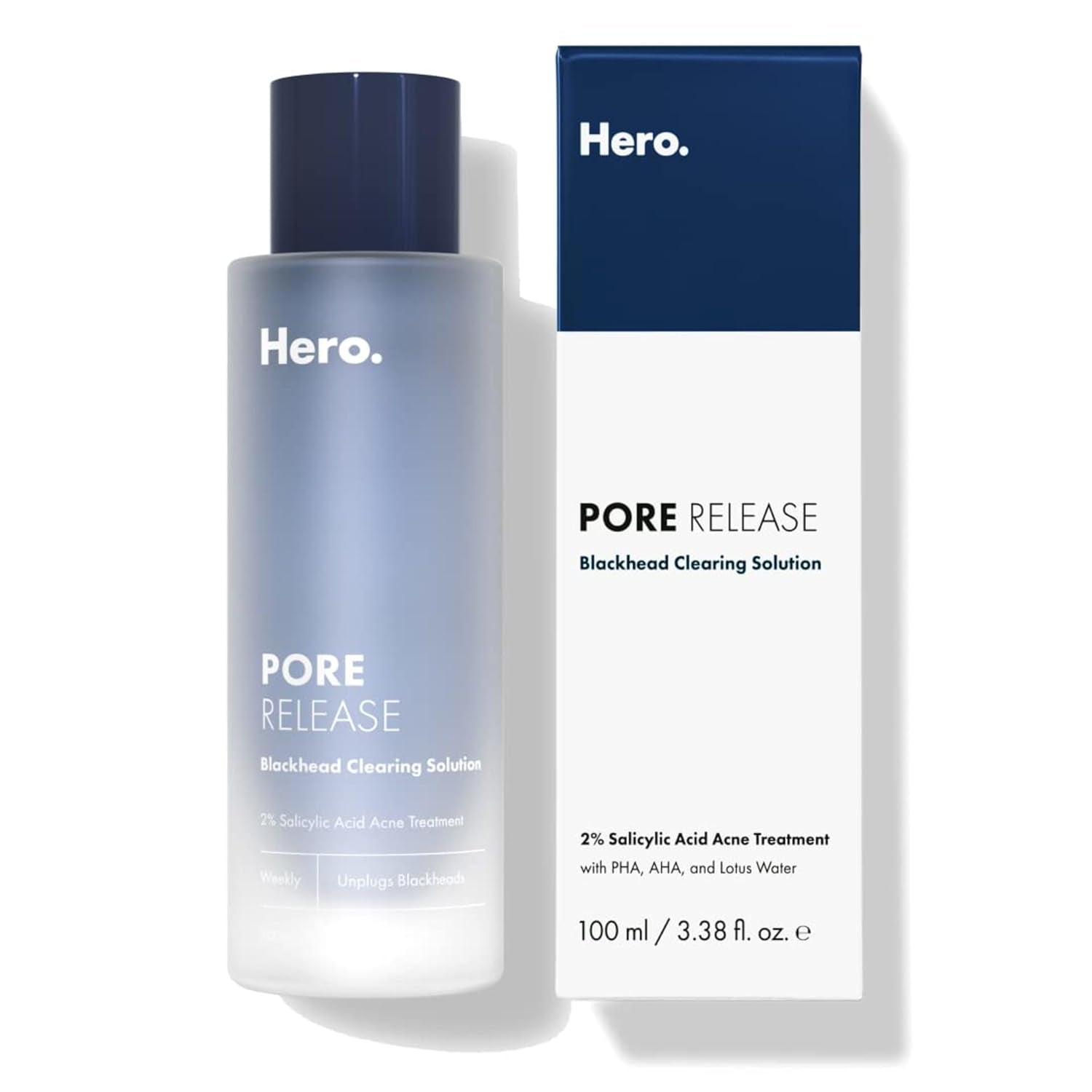 Hero Cosmetics Pore Release Blackhead Clearing Solution, Exfoliating 2% Salicylic Acid Toner Featuring AHA, BHA, and PHA, Blackhead Remover Toner, 100 Ml