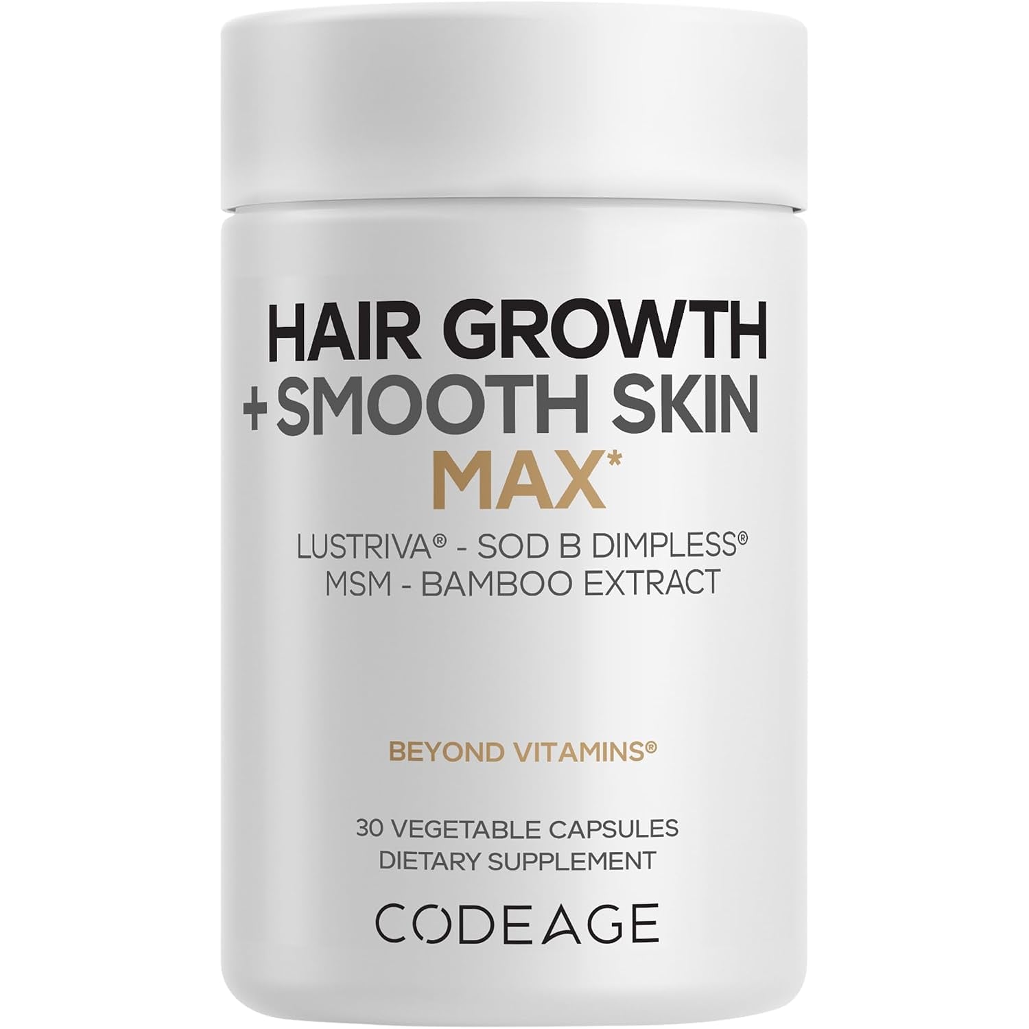 Codeage Hair and Skin Vitamins, 30 capsule bottle