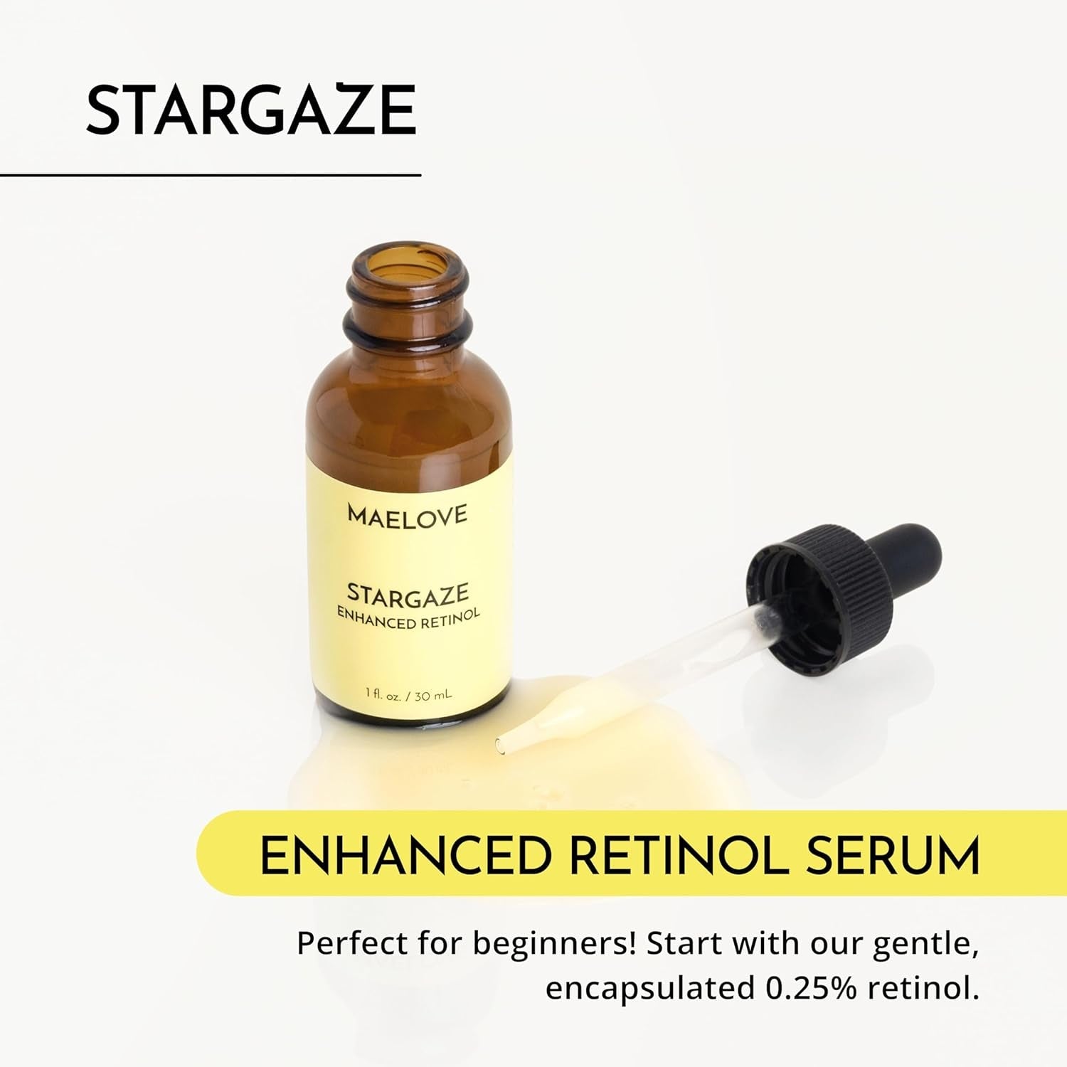 MAELOVE Stargaze Enhanced Retinol Serum – 30ml | Gentle Night Treatment for Wrinkles, Dark Spots & Acne-Prone Skin