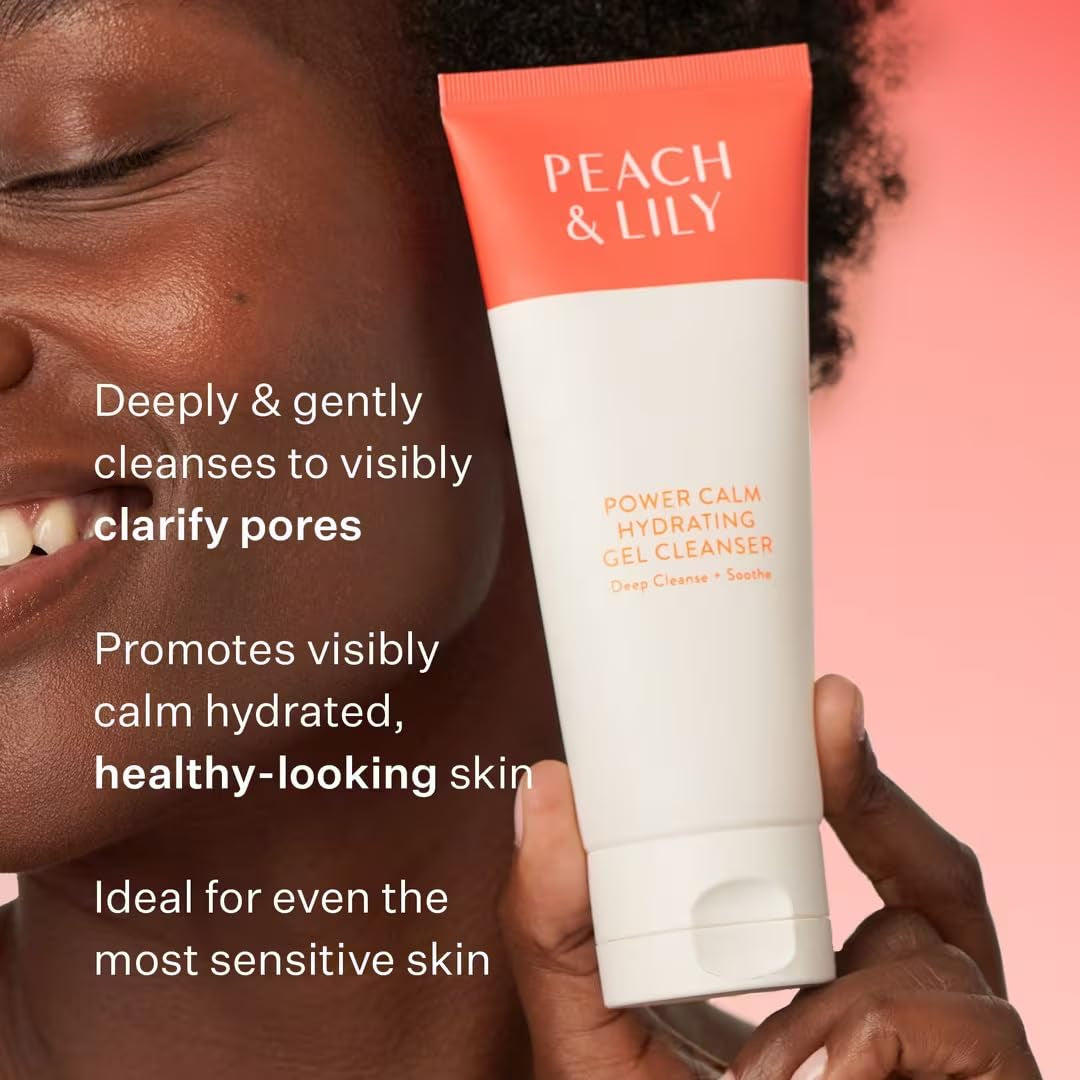 Peach & Lily - Power Calm Hydrating Gel Cleanser (3.38 Oz) - Face Wash & Facial Cleanser - Light Makeup Remover - Chamomile, Cucumber Fruit & Cica - Self Care - Vegan & Cruelty Free - Korean Skincare