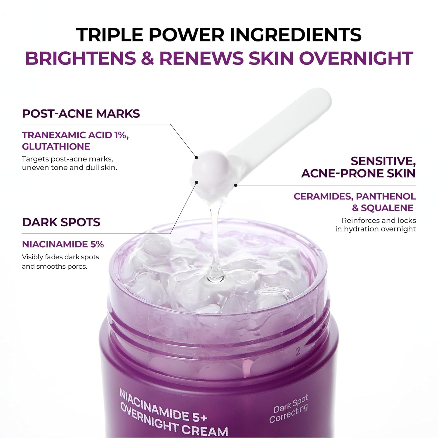 JUMISO Niacinamide 5+ Overnight Capsule Cream (50Ml/1.69 Fl Oz) – Melting Capsule Sleeping Mask, 5% Niacinamide + 1% TXA + Glutathione, Tone Appearance Care for Glass Skin, Korean Skincare