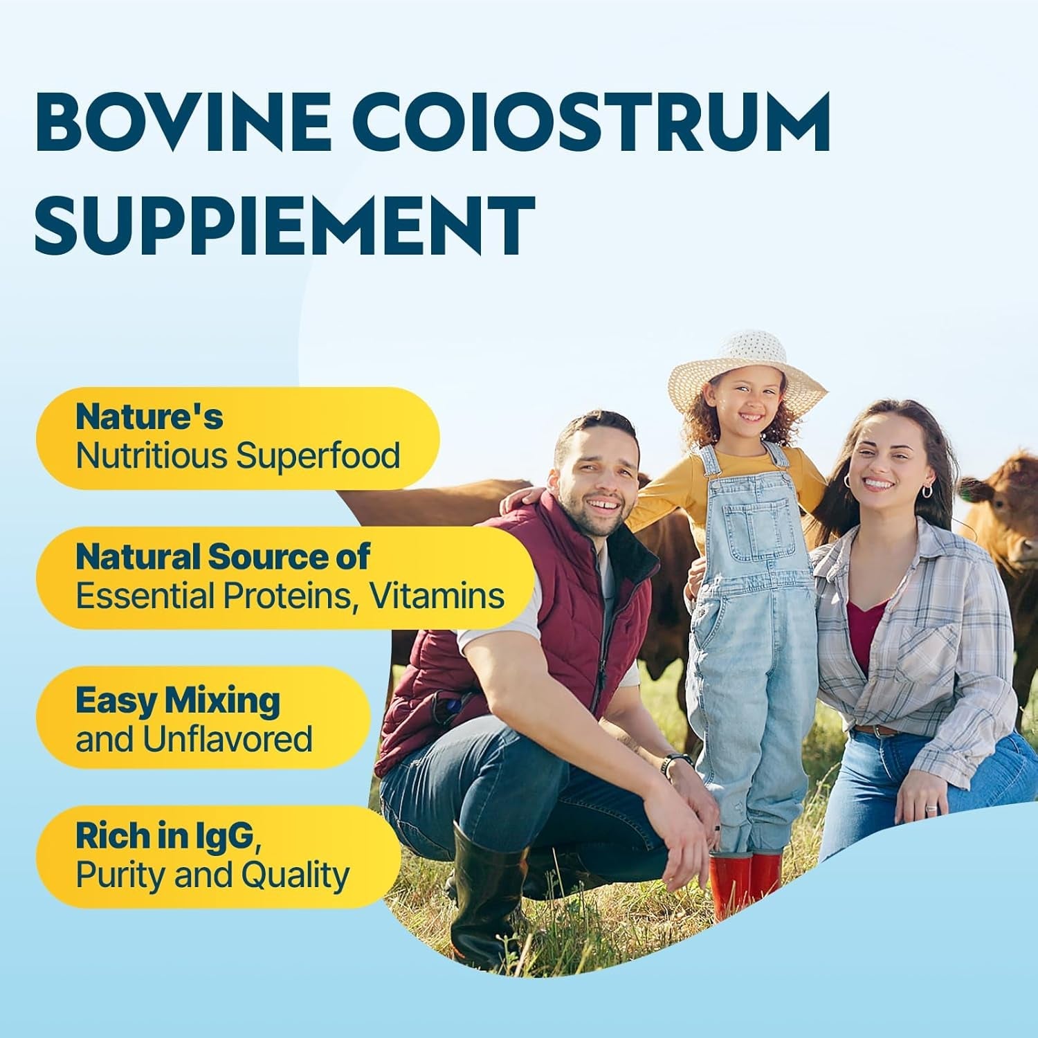 Energievoll 60% IgG Bovine Colostrum Supplement Powder – 150g | Premium Grass-Fed Immune Support (Unflavored, 50 Servings)