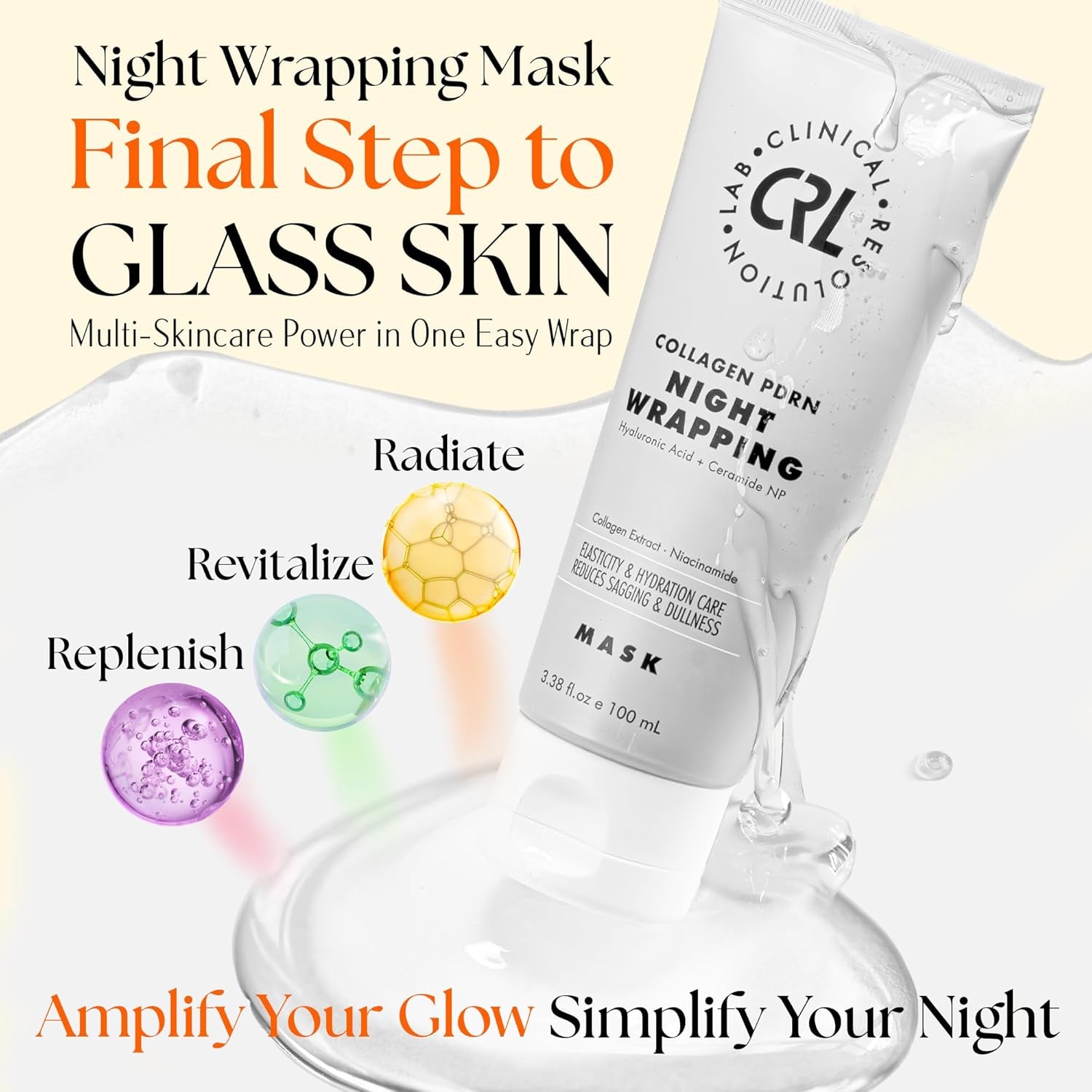 Clinical Resolution PDRN Collagen Night Wrapping Mask – 100ml | Overnight Peel-Off Face Mask | Nourish, Revitalise & Radiance | Korean Skincare