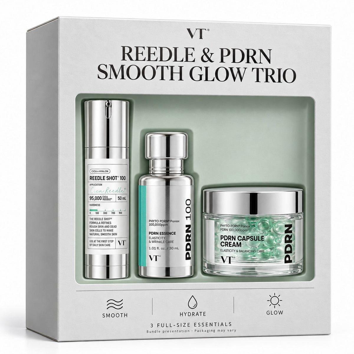 VT PDRN Smooth & Glow Trio – Reedle Shot 100, PDRN Essence 100 & Capsule Cream 100
