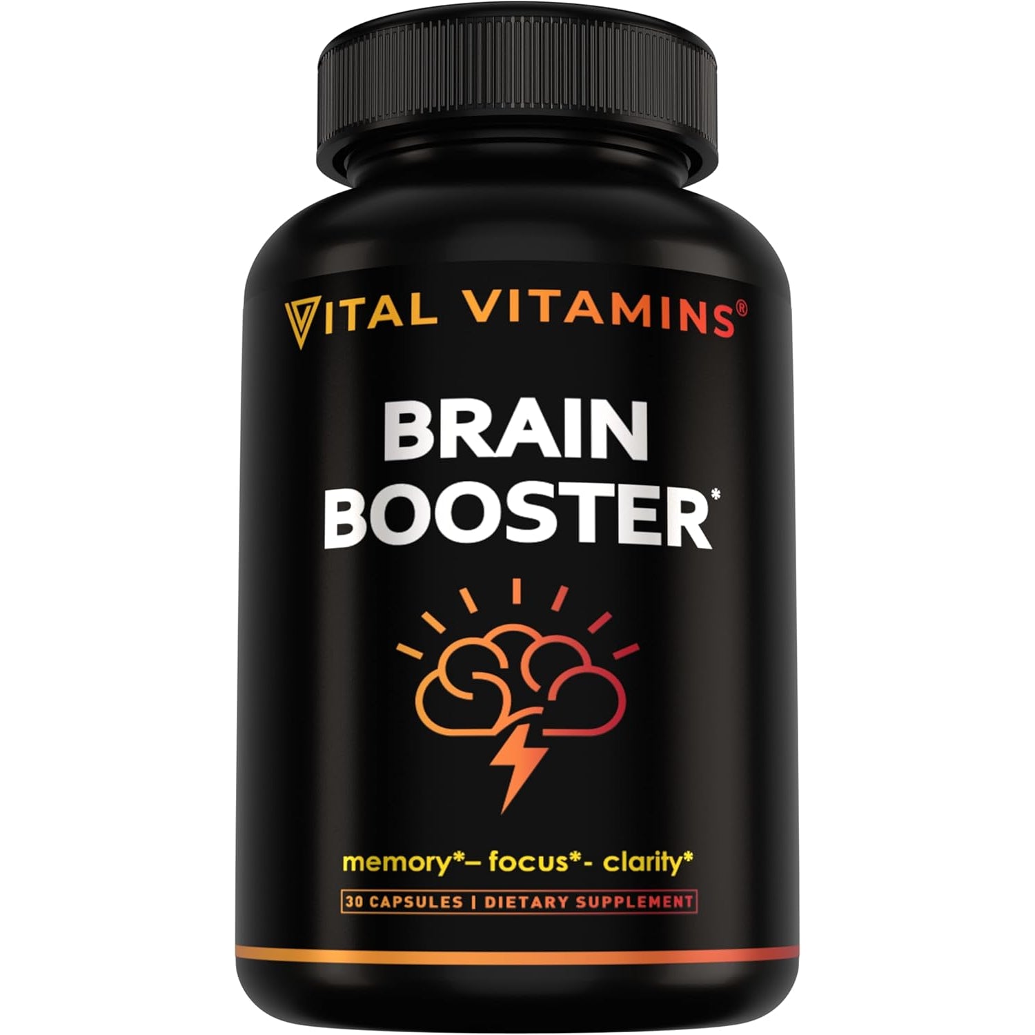 Vital Vitamins Brain Supplements with Bacopa Monnieri - for Memory and Focus – Nootropic Brain Booster - Caffeine-Free Support for Adults & Seniors – Non-Gmo, 30-Day Supply, 30 Capsules