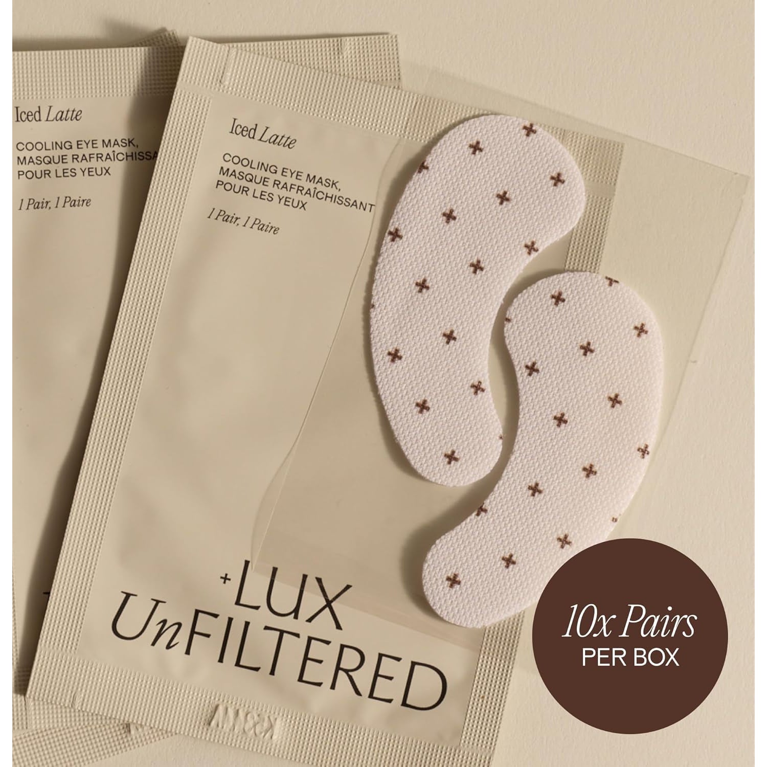 Lux Unfiltered Iced Latte Cooling Eye Patches – Caffeine, Niacinamide & Hyaluronic Acid for Puffiness & Brightening | Korean Skincare | 10 Pairs
