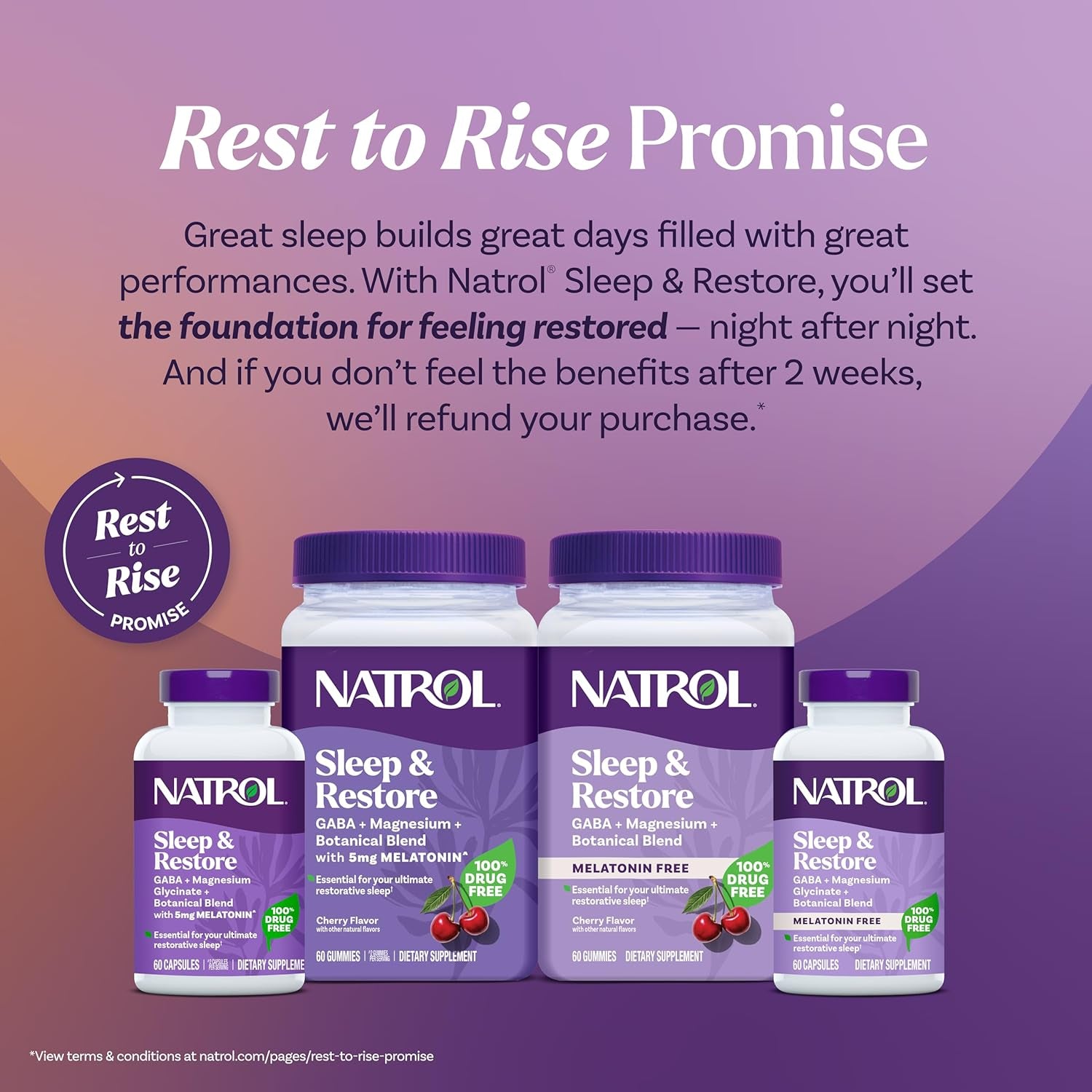 Natrol Sleep & Restore Magnesium Glycinate Blend Gummies, Magnesium for Sleep Aids for Adults, Melatonin-Free, Cherry Flavored, 30 Day Supply