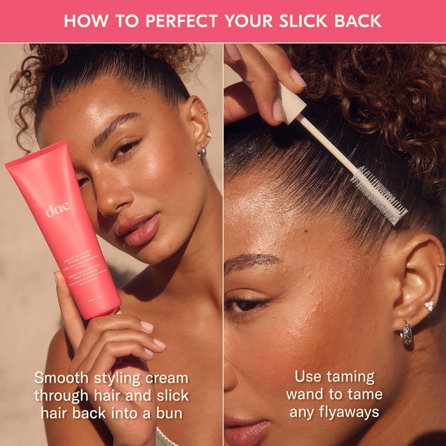 DAE Cactus Fruit 3-In-1 Styling Cream & Taming Wand - Tame Flyaways, Smooth Frizz, Style Edges (0.6 Oz.)