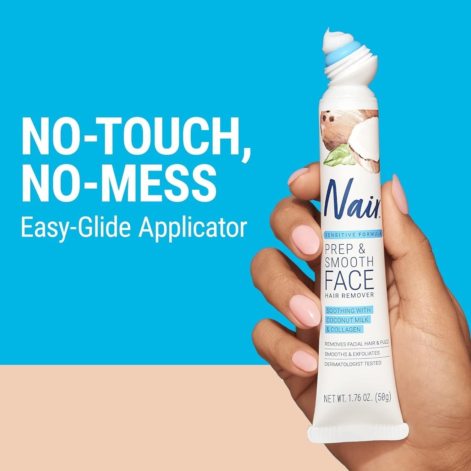 NAIR Prep & Smooth Face Hair Remover – 50g | Gentle Facial Hair Removal & Exfoliation