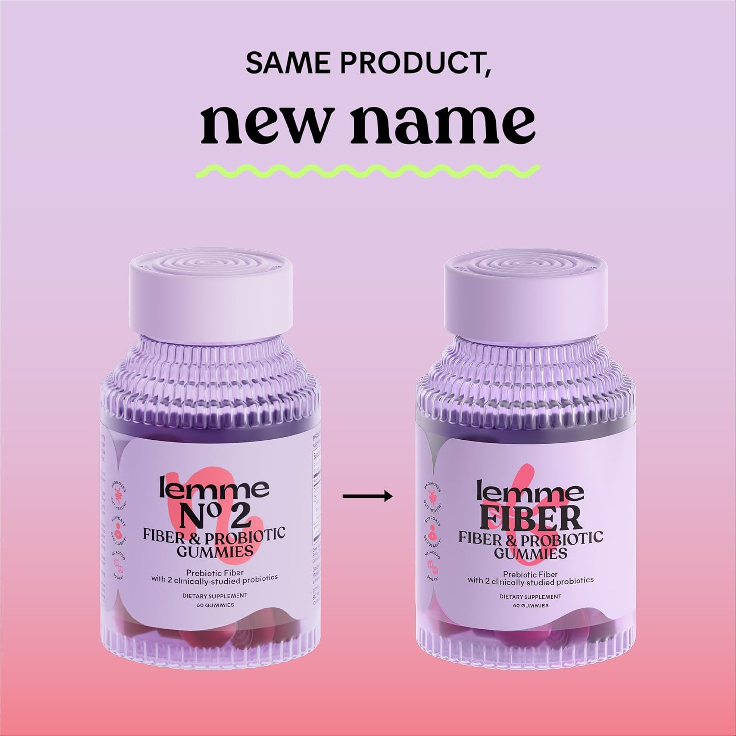 Lemme Fiber Gummies | Fiber & Probiotic Gummies for Gut Health - 60 Gummies