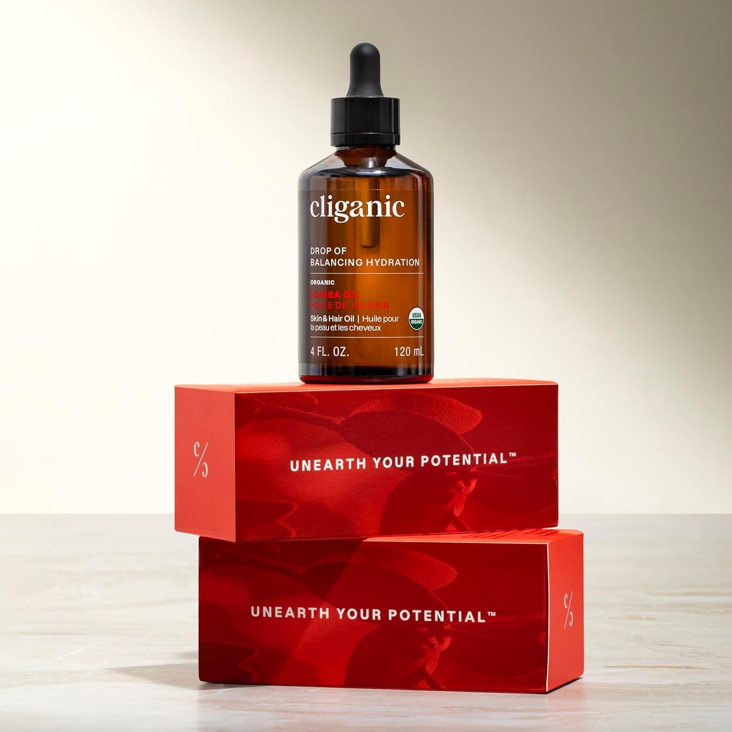 Cliganic Organic Jojoba Oil – 120ml | 100% Pure Cold-Pressed Moisturizer for Face, Hair & Body