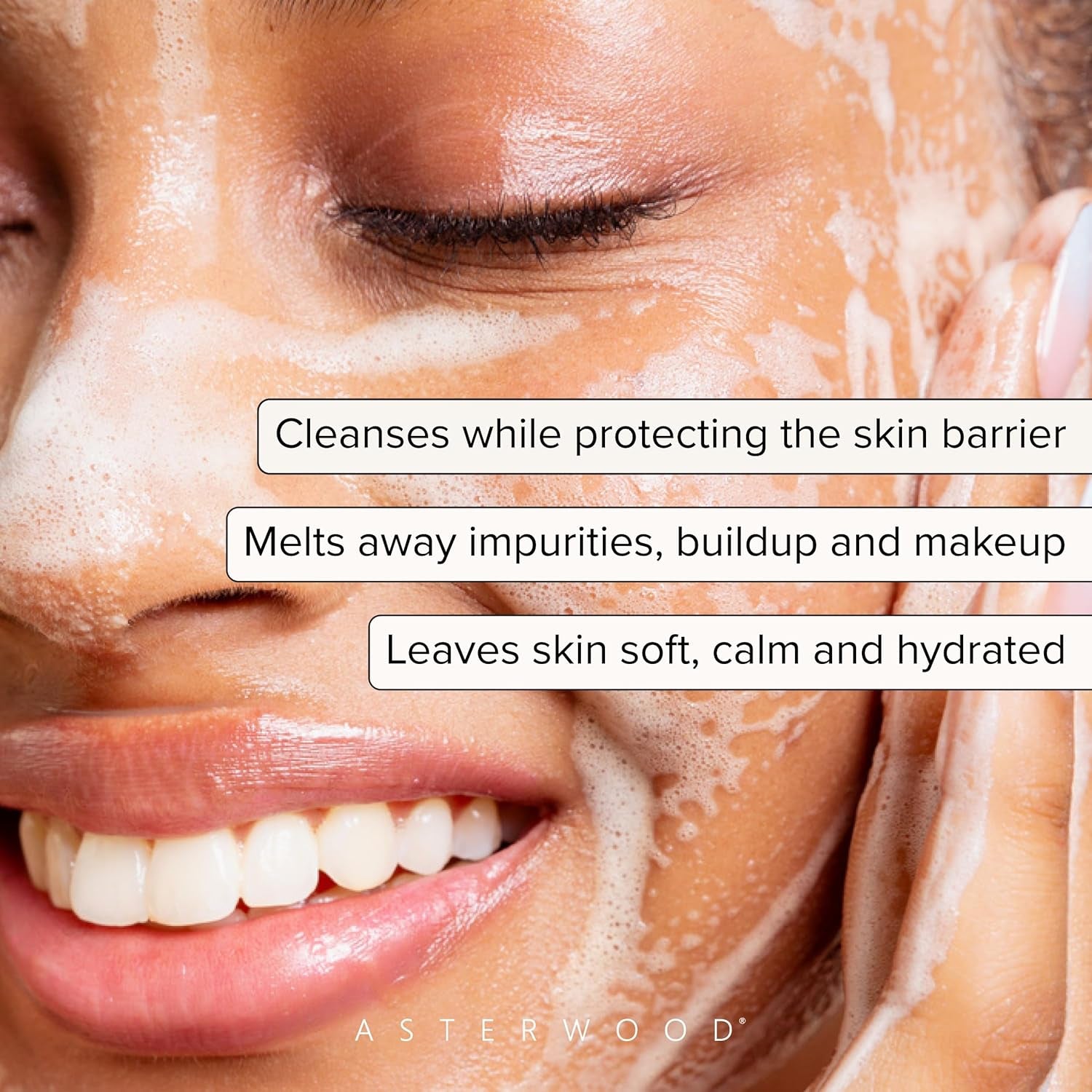 Asterwood Gel Cleanser for Skin Barrier Repair - Hyaluronic Acid Face Wash with Ceramides & Niacinamide - Gentle Facial Cleanser to Remove Makeup & Excess Oil - Hydrating, Fragrance-Free - 5 Fl Oz