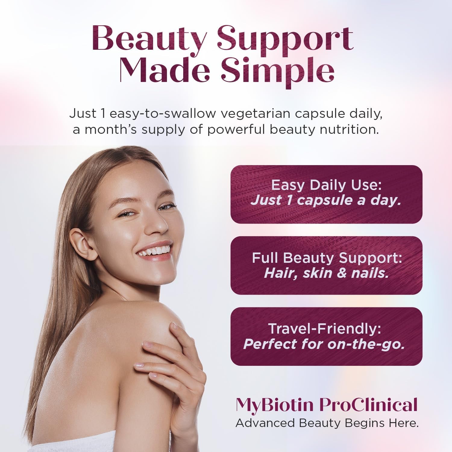 Purity Products MyBiotin ProClinical – MB40X Patented Biotin for Thicker Hair & Skin Health | Astaxanthin | 30 Capsules