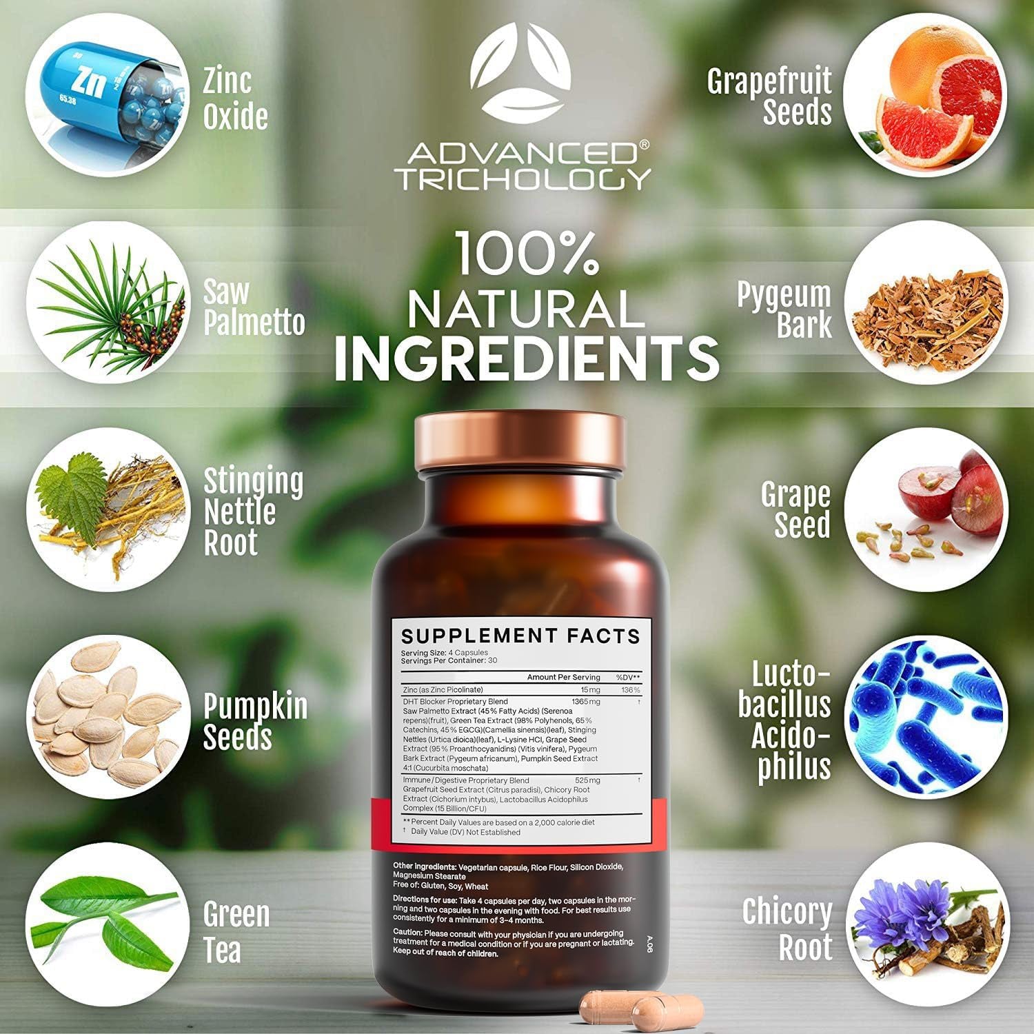 Advanced Trichology DHT Blocker Hair Supplement – Clinically Formulated for Genetic Hair Thinning in Men & Women