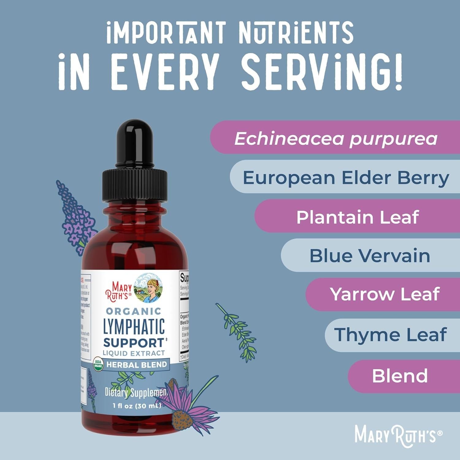 MaryRuth Organics Lymphatic Support Liquid Extract – 30ml | Herbal Detox & Immune Support