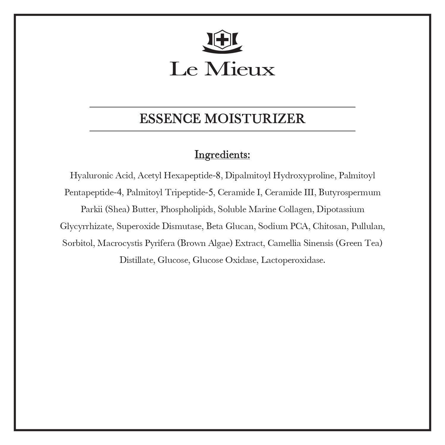 Le Mieux Essence Moisturizer - Peptide-Infused Facial anti Aging Emulsion with Marine Collagen, Hexapeptide-8 & Hyaluronic Acid Base, Hygrating & Fragrance-Free (4.2 Oz / 125 Ml)
