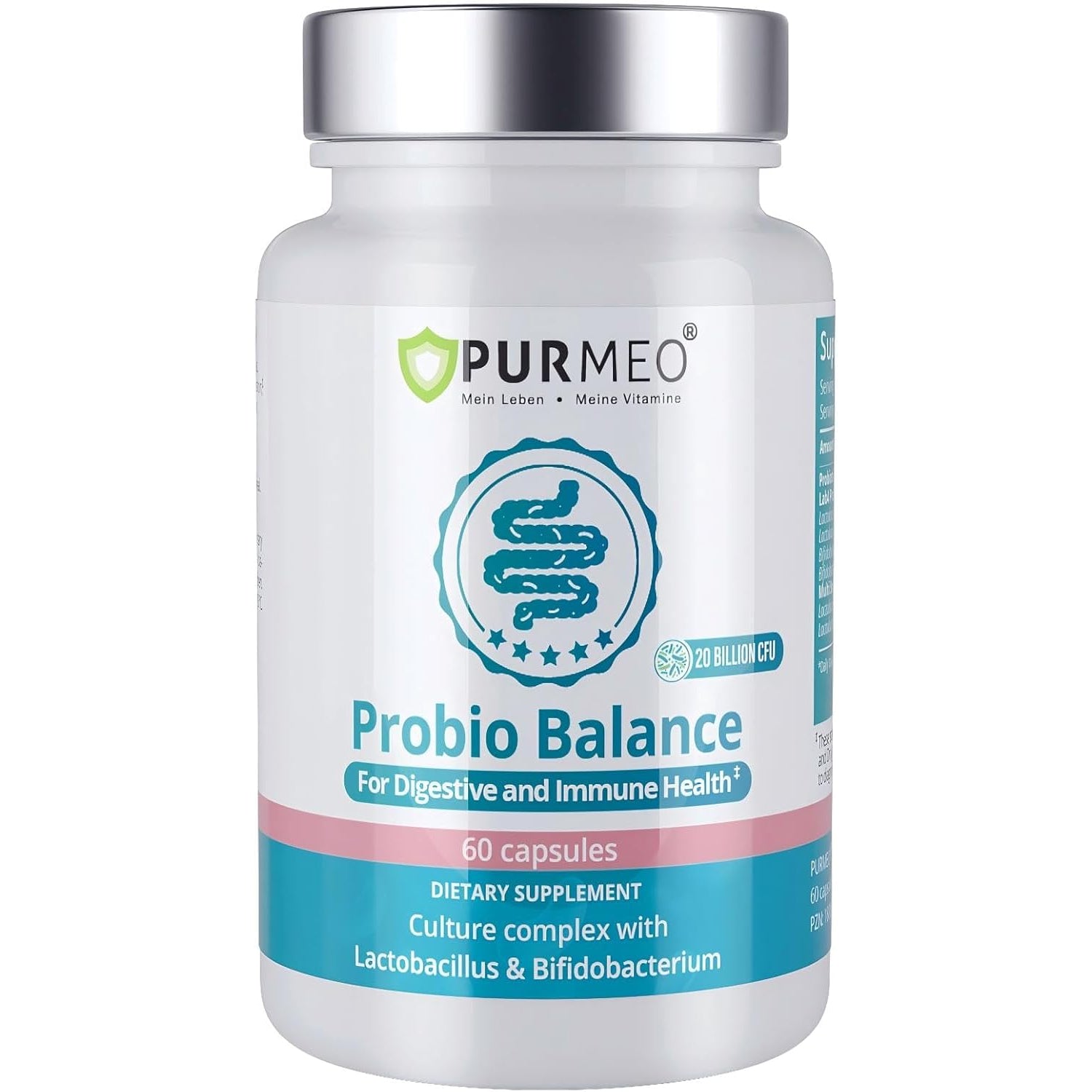 Purmeo 60 Days Supply Probiotics for IBS-D, Stop IBS anti Diarrhea, Gas, Bloating - Support Immune, Digestive & Gut Health - Clinical Proven Lab4 Probiotic 20 Billion CFU, Shelf Stable, Vegan