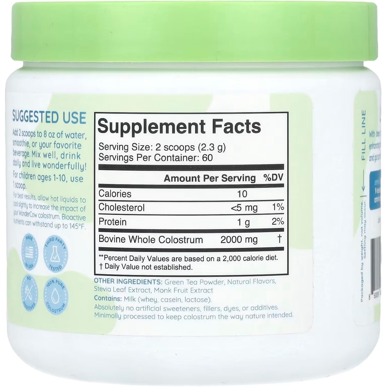 WONDERCOW Bovine Colostrum Powder – 60 Servings | Natural IgG, Matcha & Immune Support | Gut Health & Whole-Body Wellness Superfood